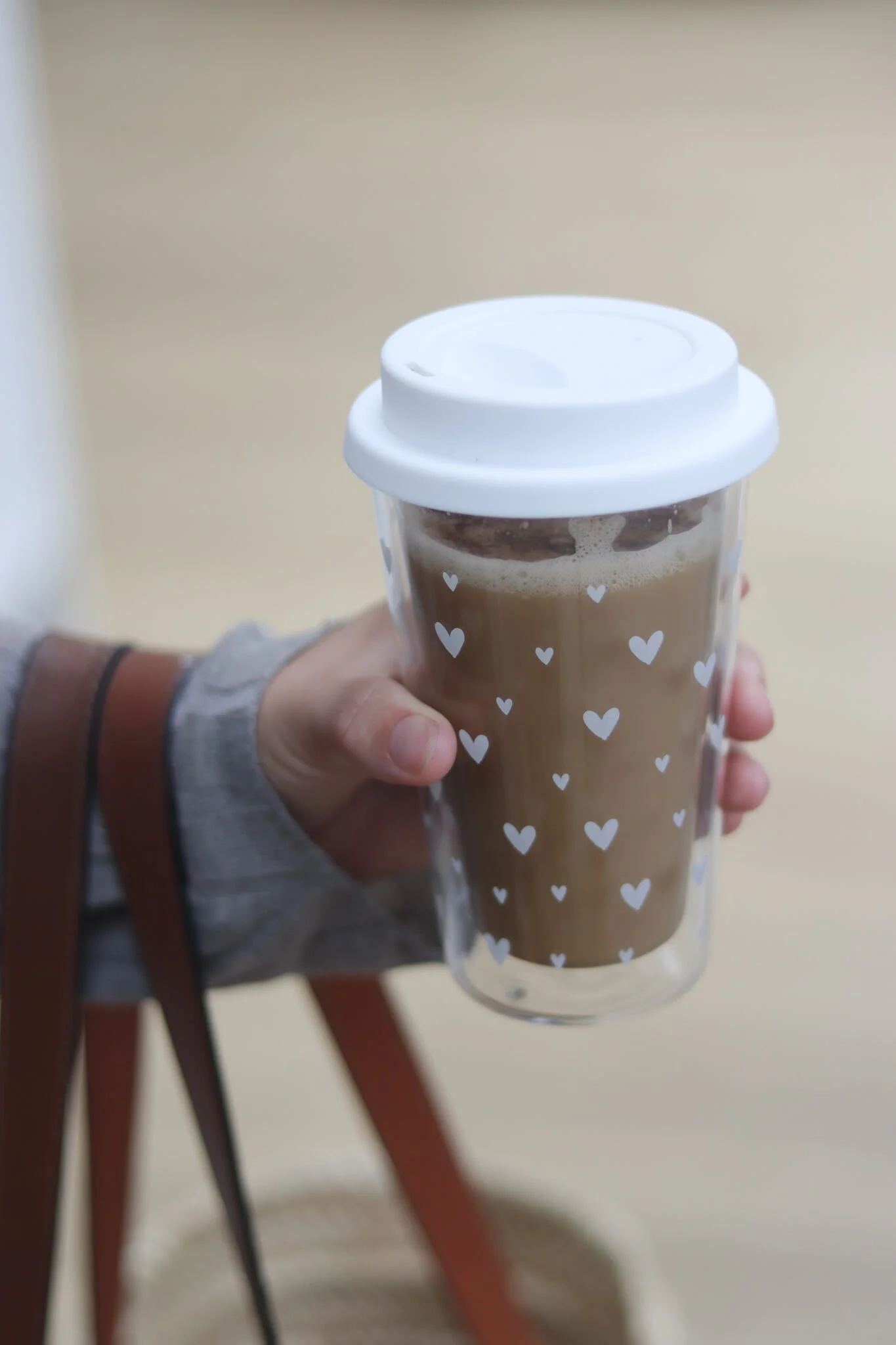 Double Walled Glass Travel Mug - Multi Heart/White - Image 2