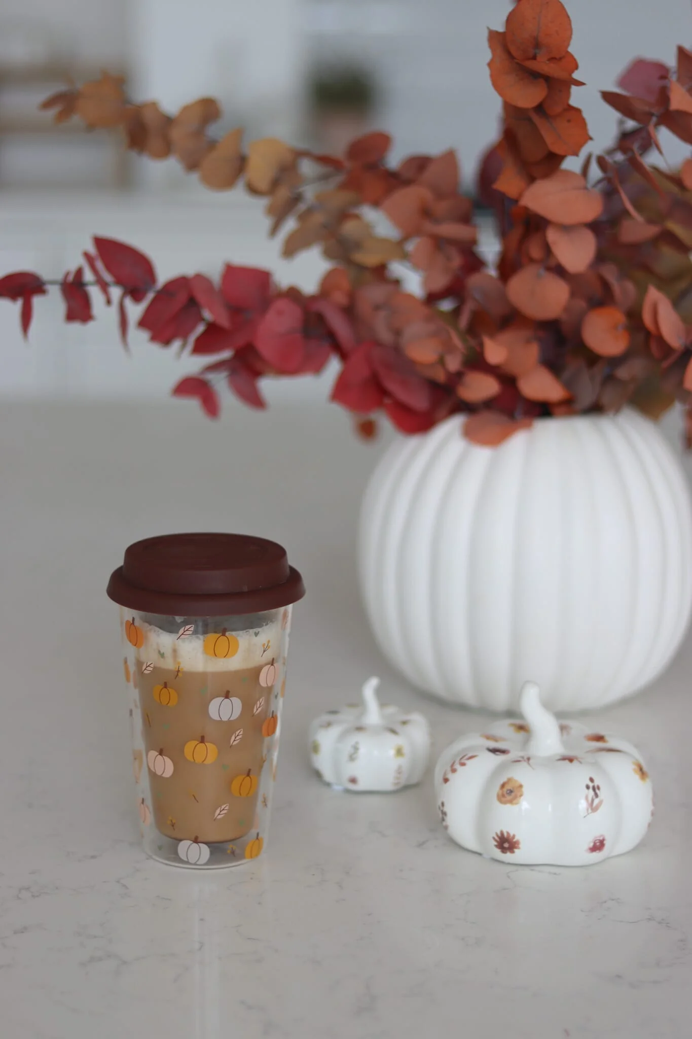 Double Walled Glass Travel Mug – Pumpkin Petal - Image 3