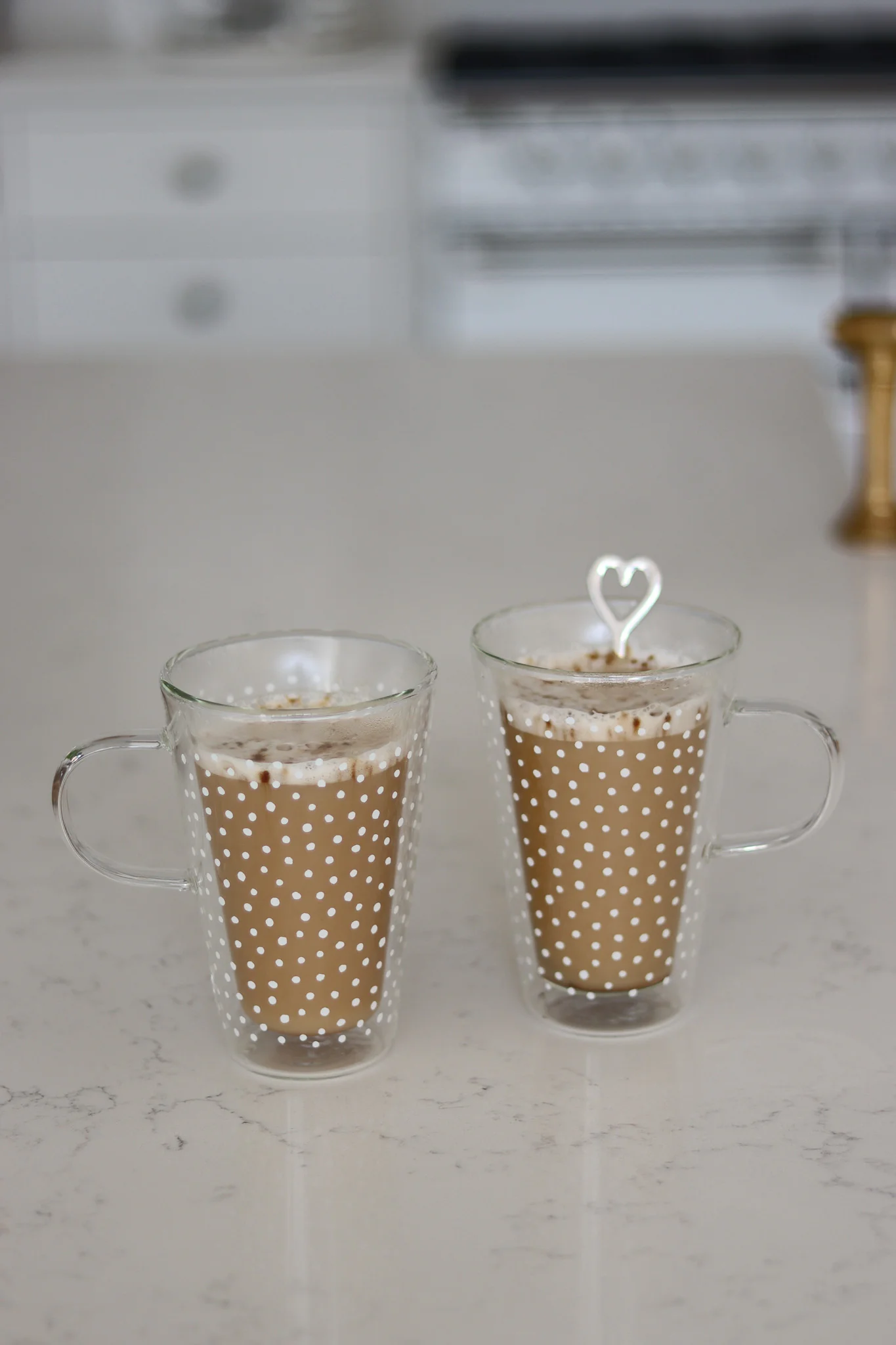 Double Walled Glass Latte Mug Set - 2 Piece - Cosmos/White - Image 2