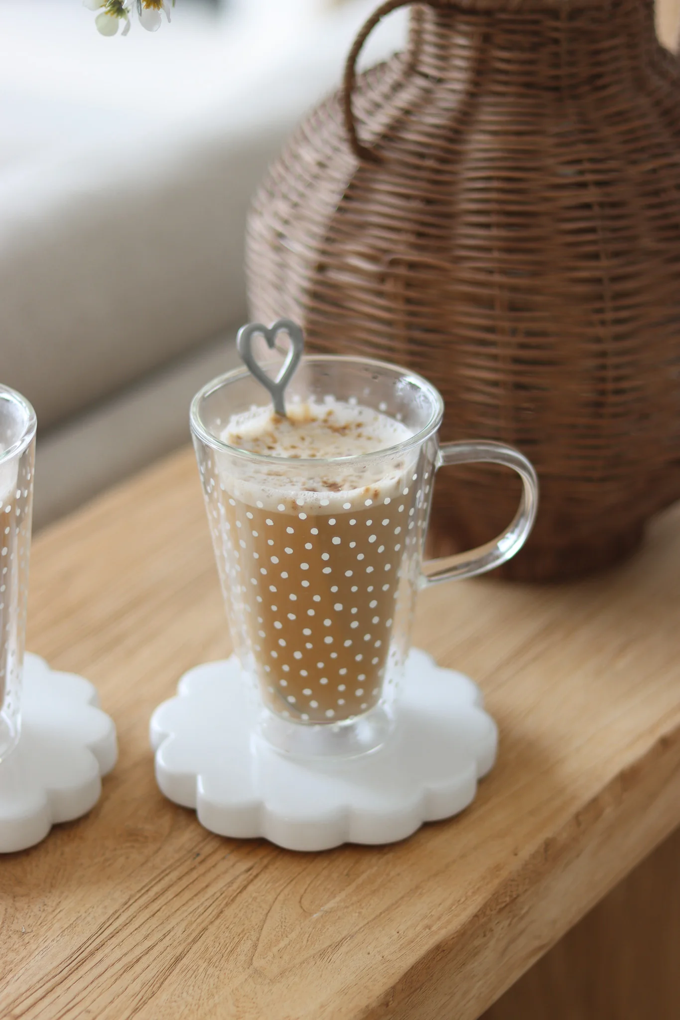 Double Walled Glass Latte Mug Set - 2 Piece - Cosmos/White - Image 3