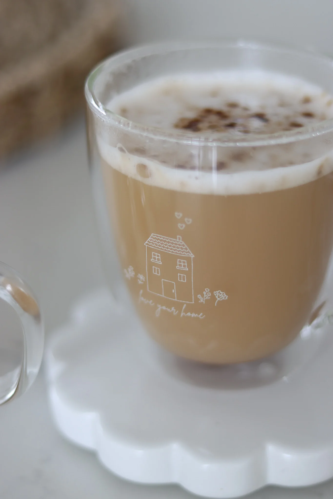 Double Walled Glass Mug Set – 2 Piece – LoveYourHome/White - Image 2