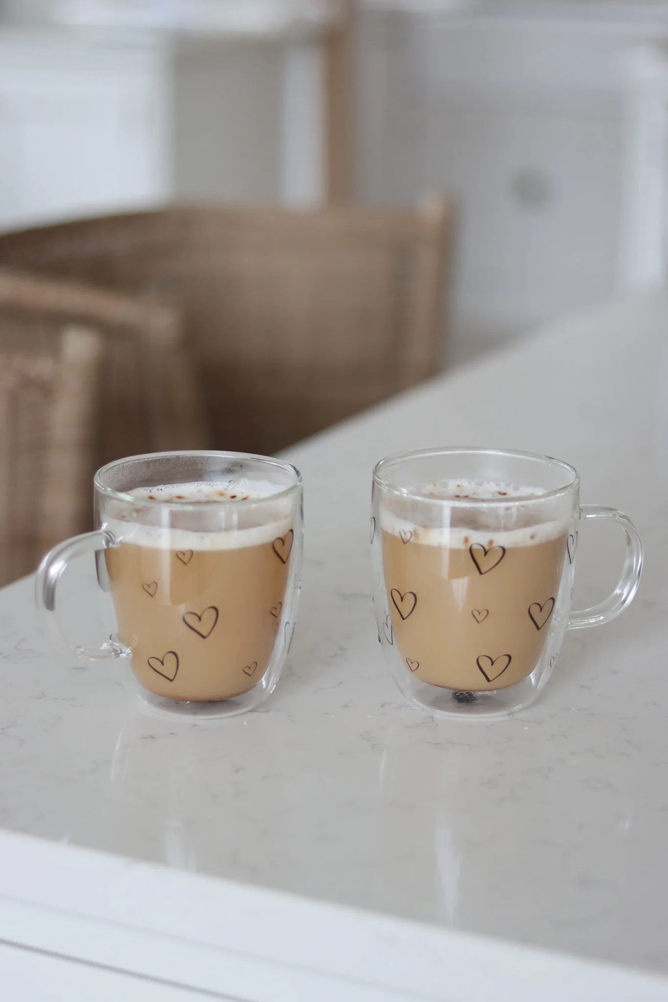 Double Walled Glass Mug Set – 2 Piece – Open Hearts Black