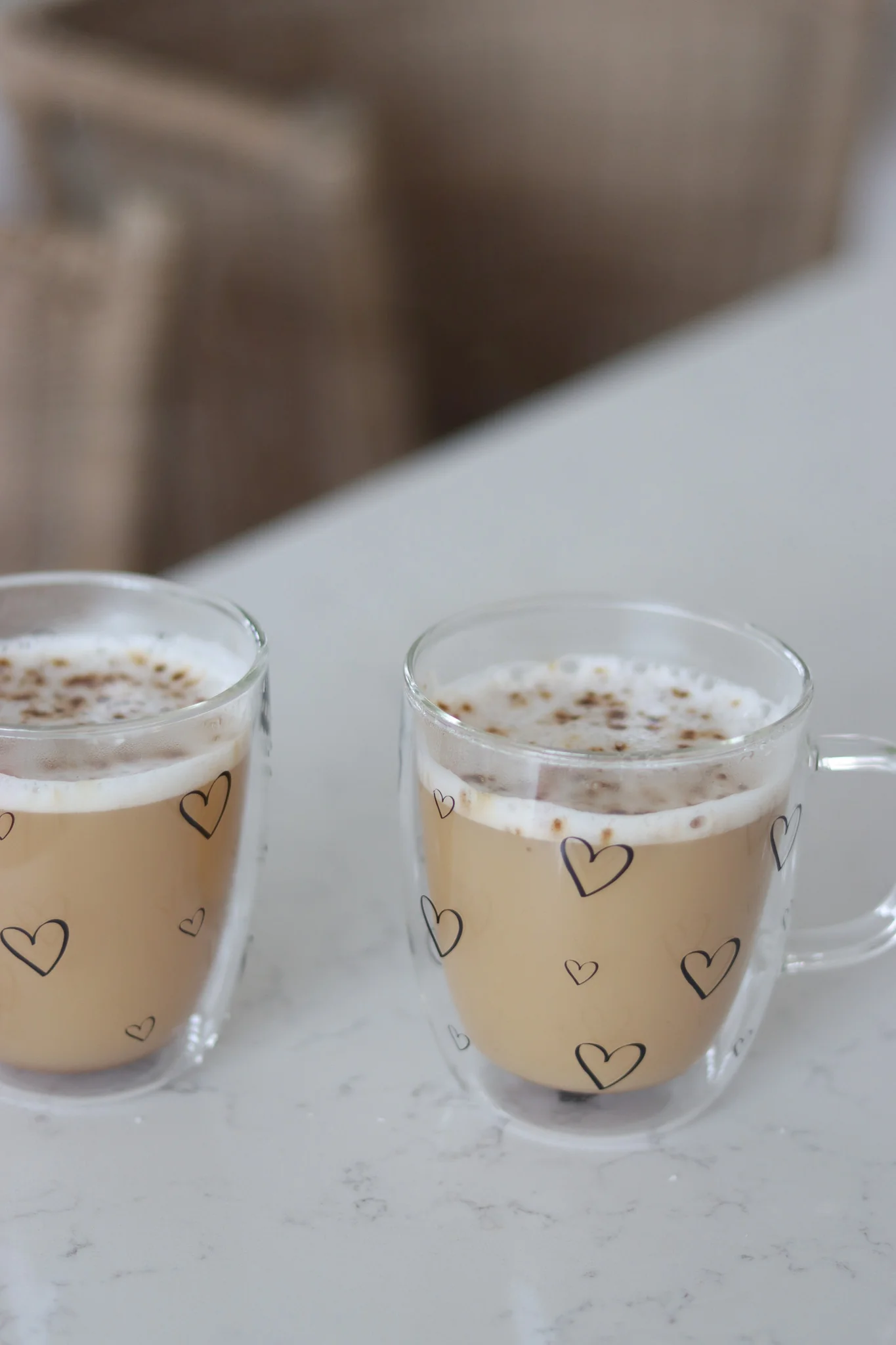 Double Walled Glass Mug Set – 2 Piece – Open Hearts Black - Image 2