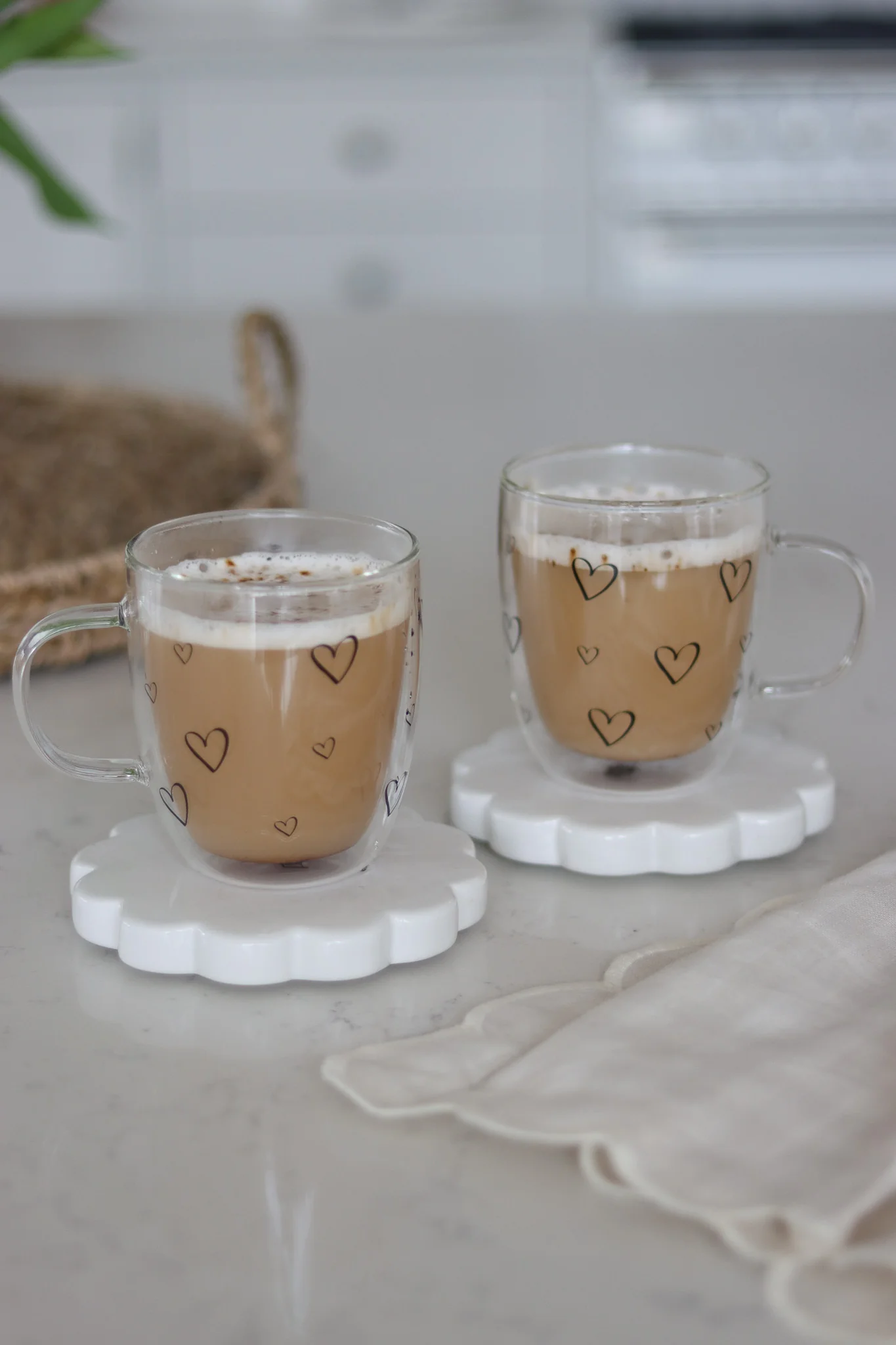 Double Walled Glass Mug Set – 2 Piece – Open Hearts Black - Image 3