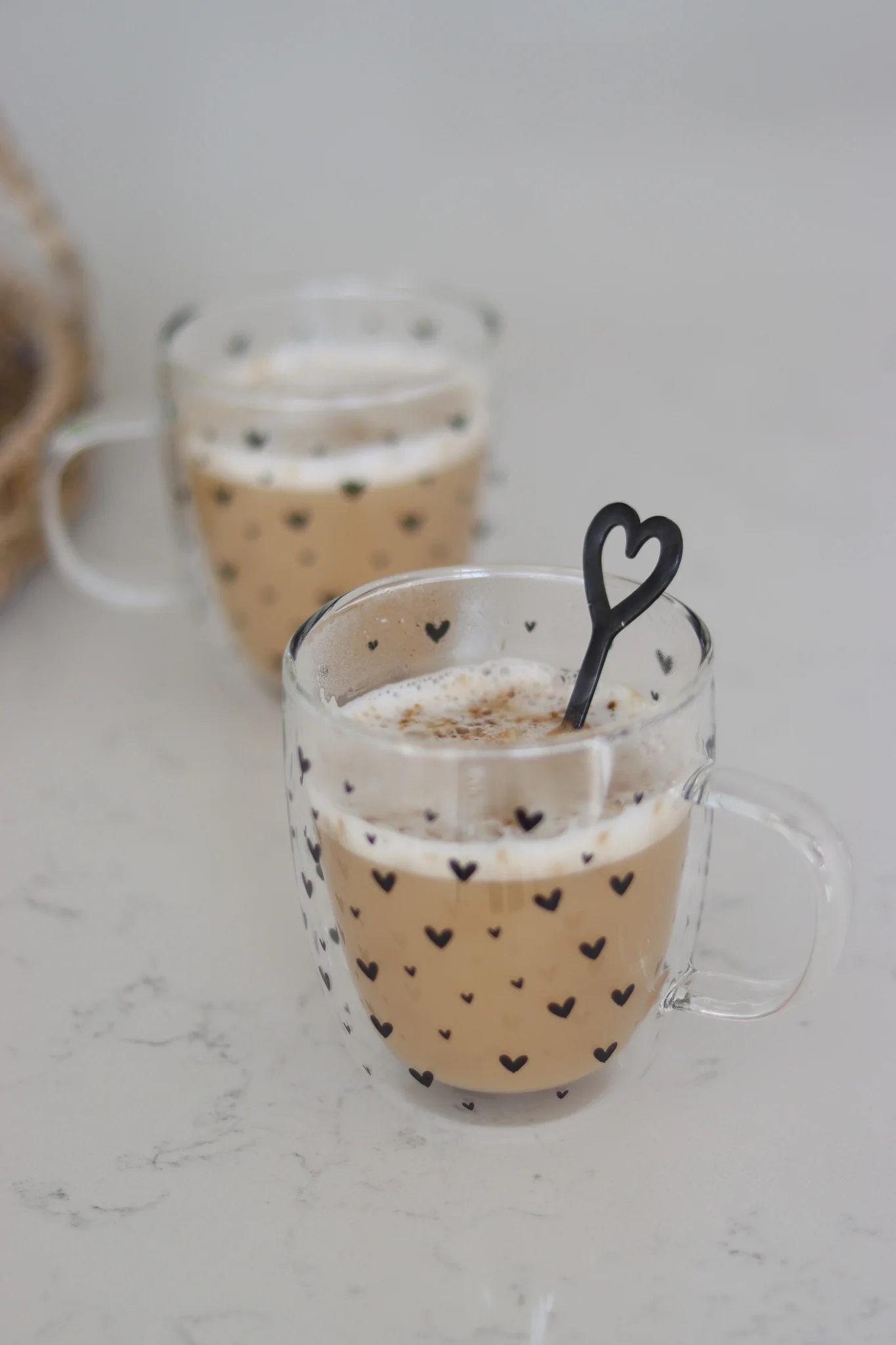 Double Walled Glass Mug Set ā 2 Piece ā Small Multi Heart Black - Image 2