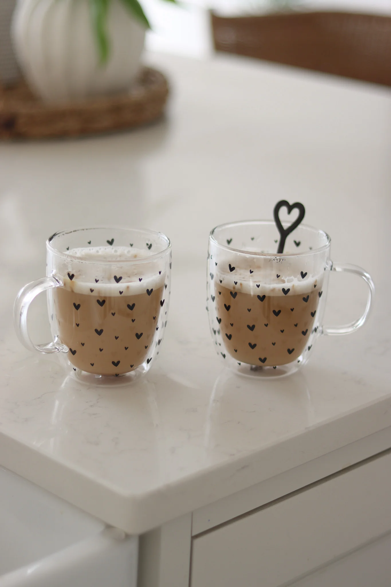 Double Walled Glass Mug Set ā 2 Piece ā Small Multi Heart Black - Image 3
