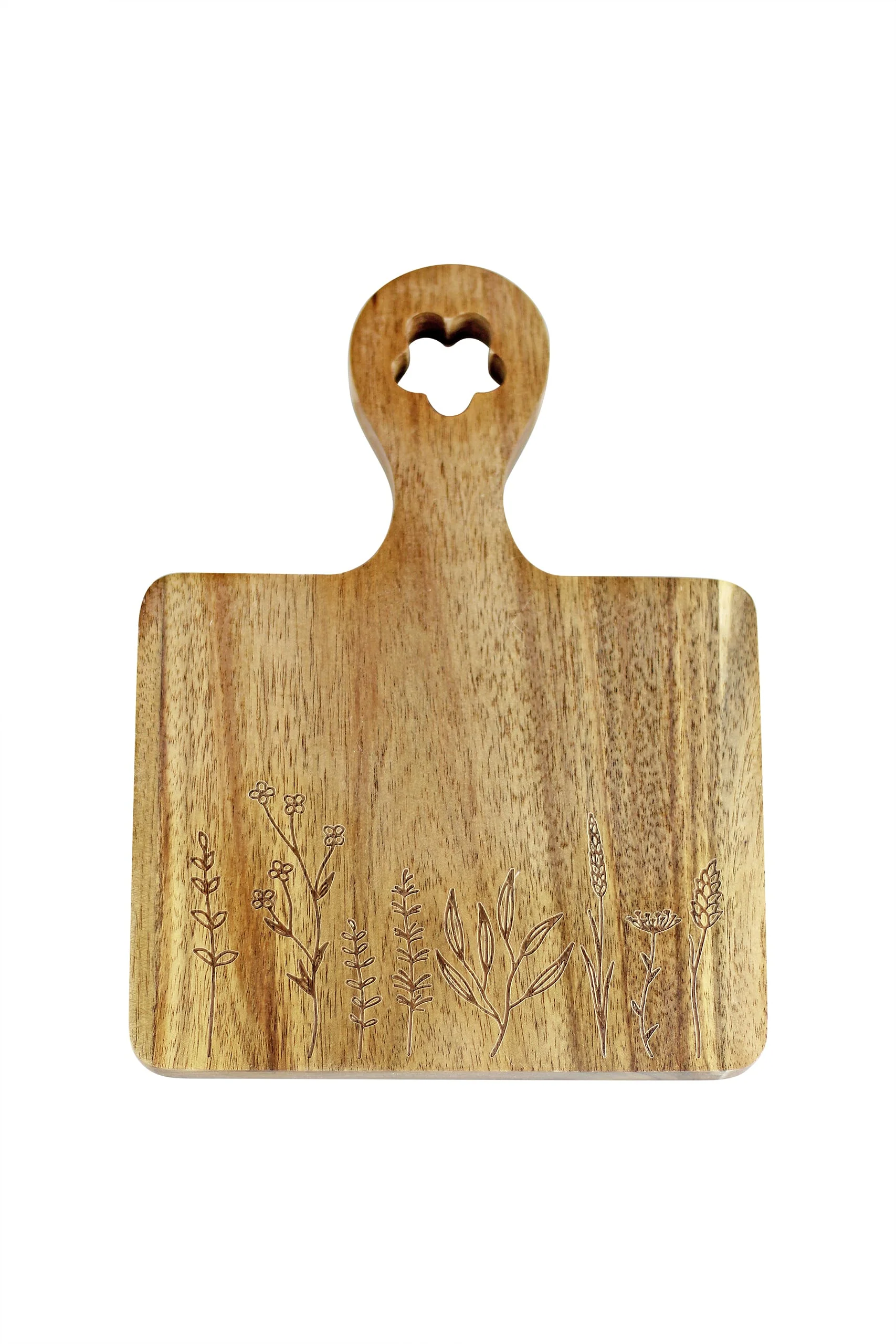 Engraved Flower Square Wooden Coaster - Small Natural - Image 3