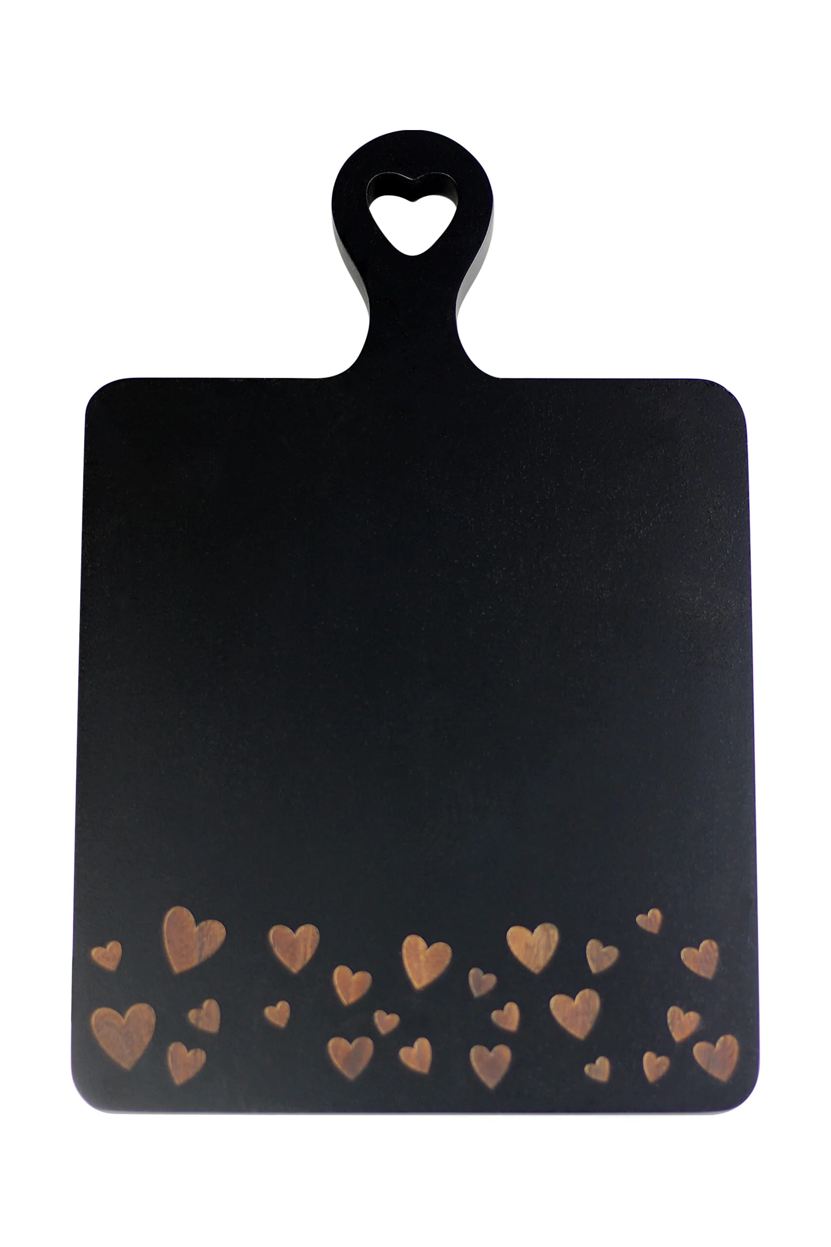 Engraved Heart Wooden Chopping Board- Black Medium