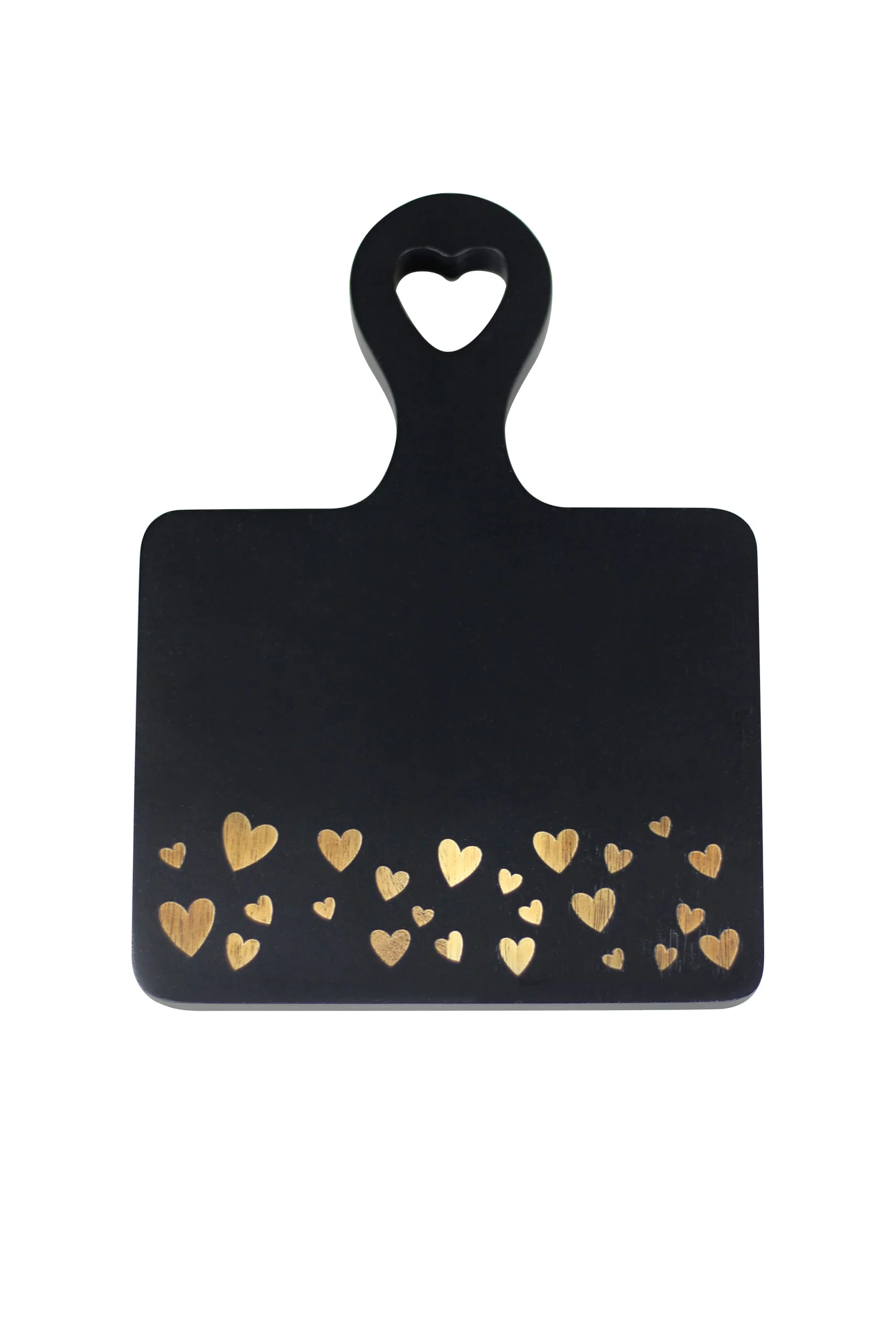 Engraved Heart Square Wooden Coaster - Small Black