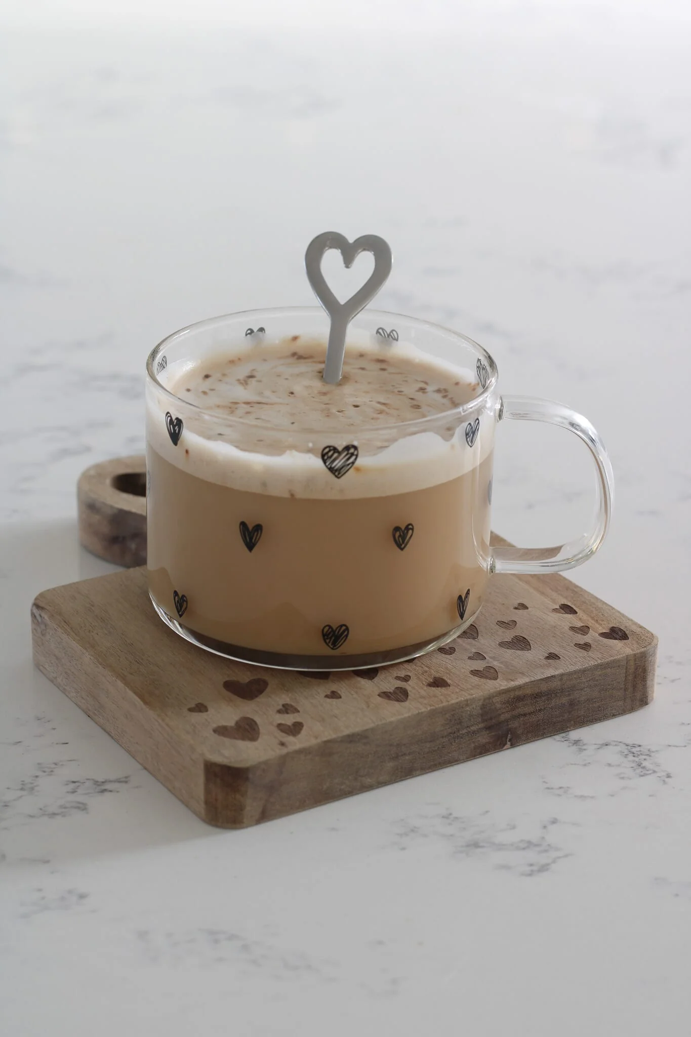 Engraved Heart Square Wooden Coaster - Small Natural - Image 3