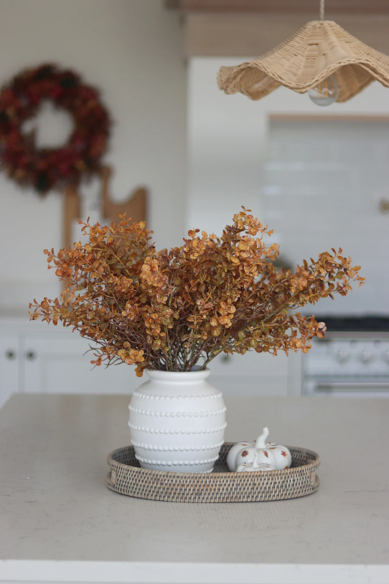Faux Flowers - Autumn Orange Eucalyptus Spray - Image 3