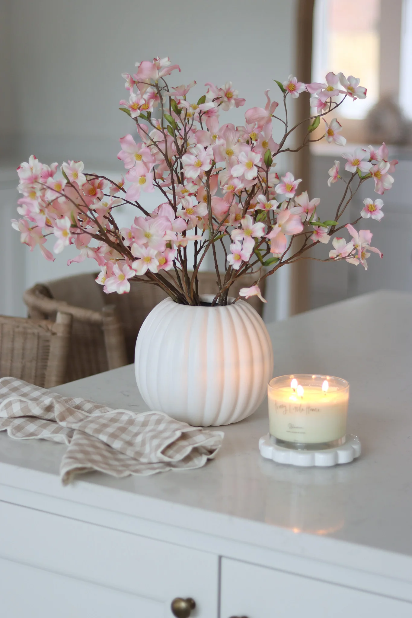 Faux Flowers - Pink Dogwood Spray