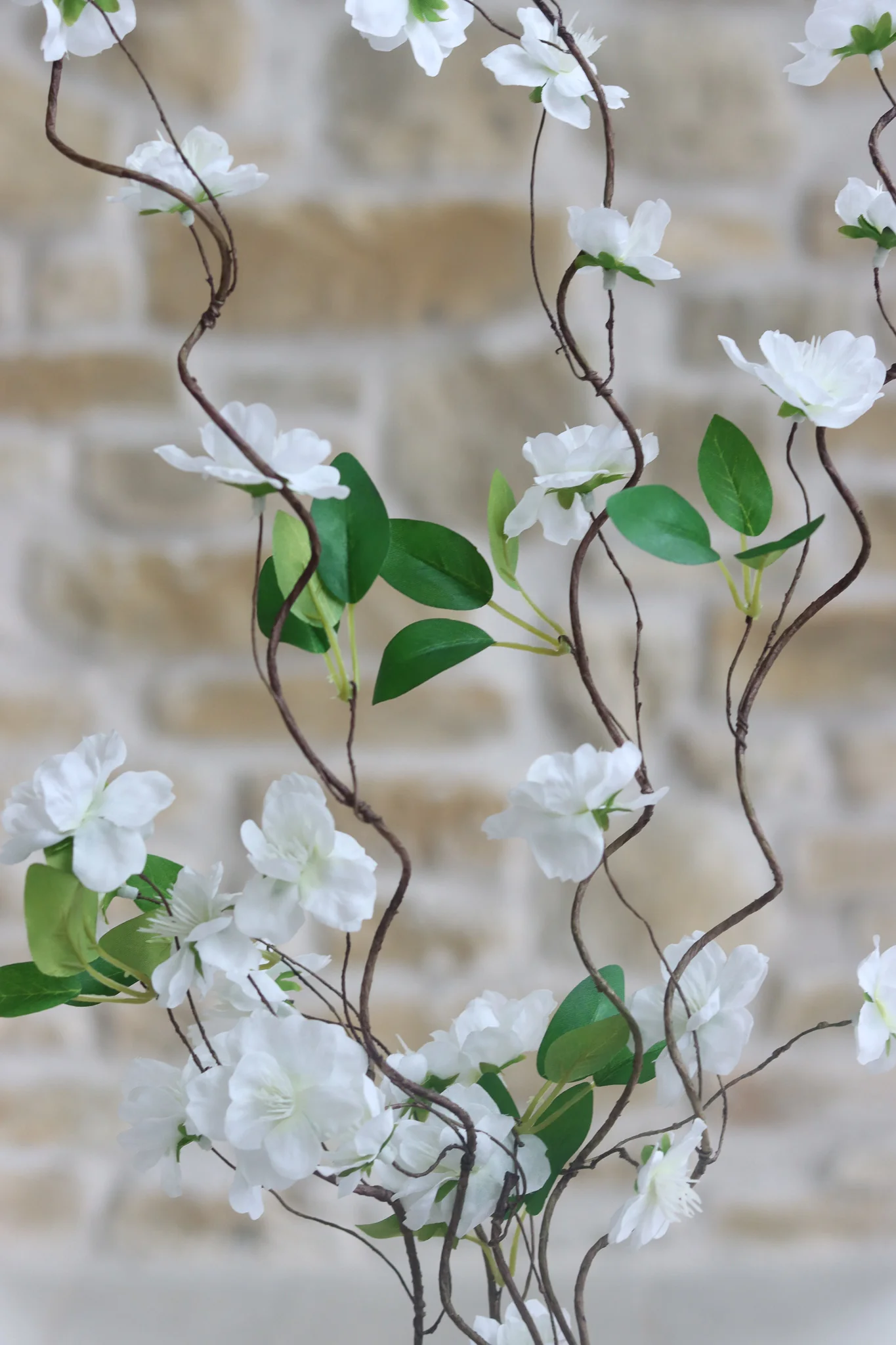 Faux Flowers  - White Wild Cherry Blossom Spray - Image 2