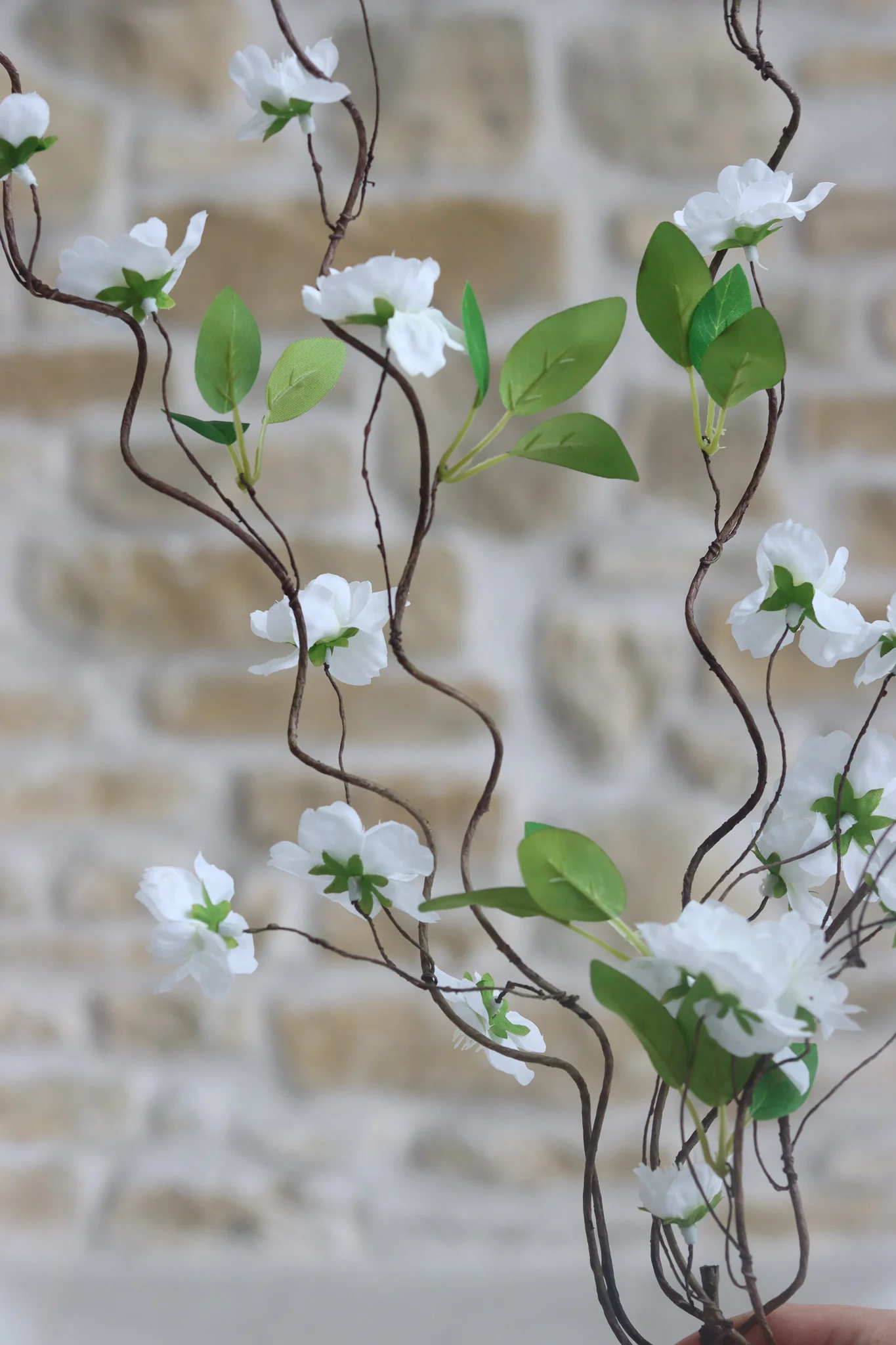 Faux Flowers  - White Wild Cherry Blossom Spray - Image 3