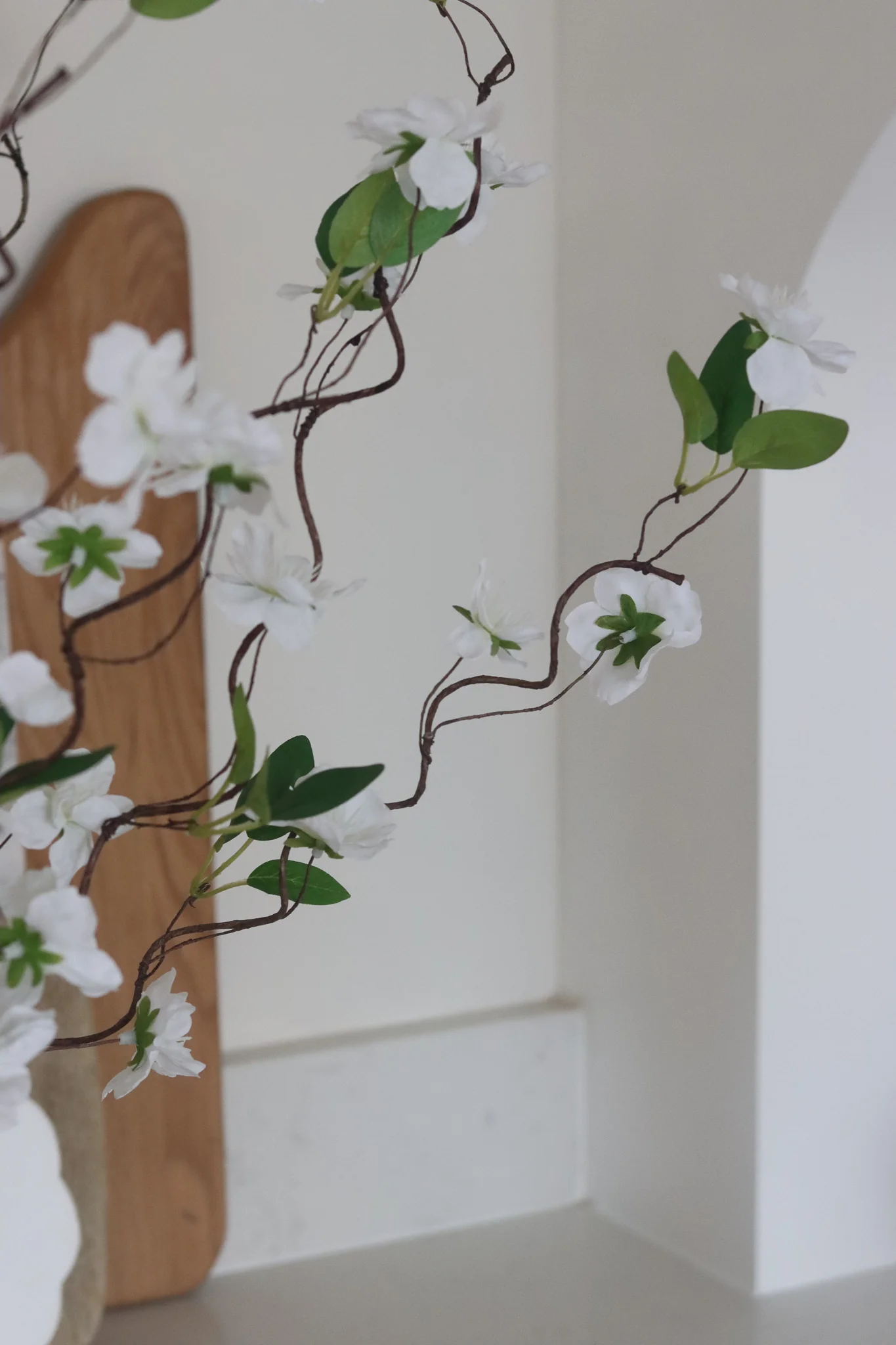 Faux Flowers  - White Wild Cherry Blossom Spray - Image 4