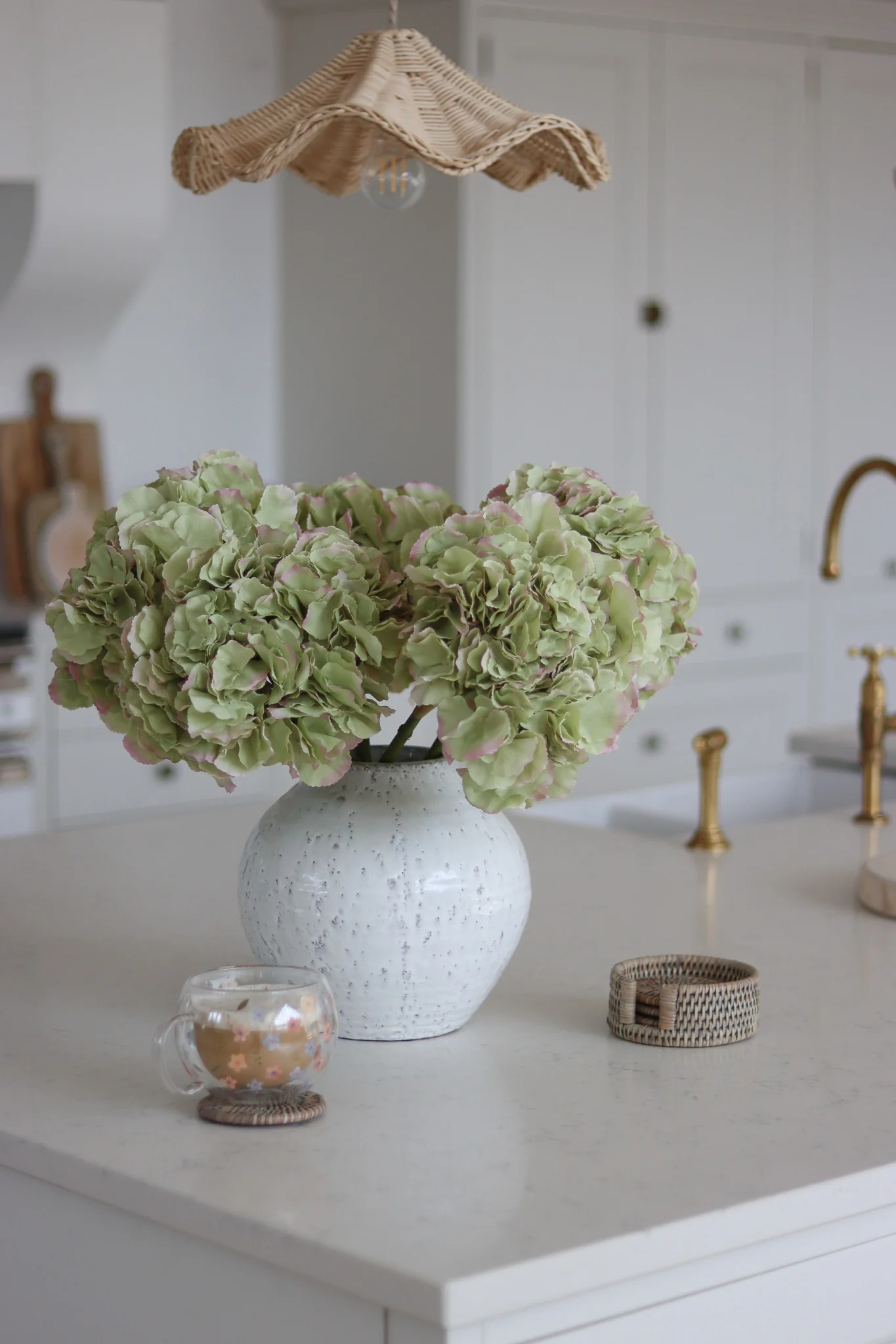 Faux Flowers - Green Hydrangea Stem - Image 3