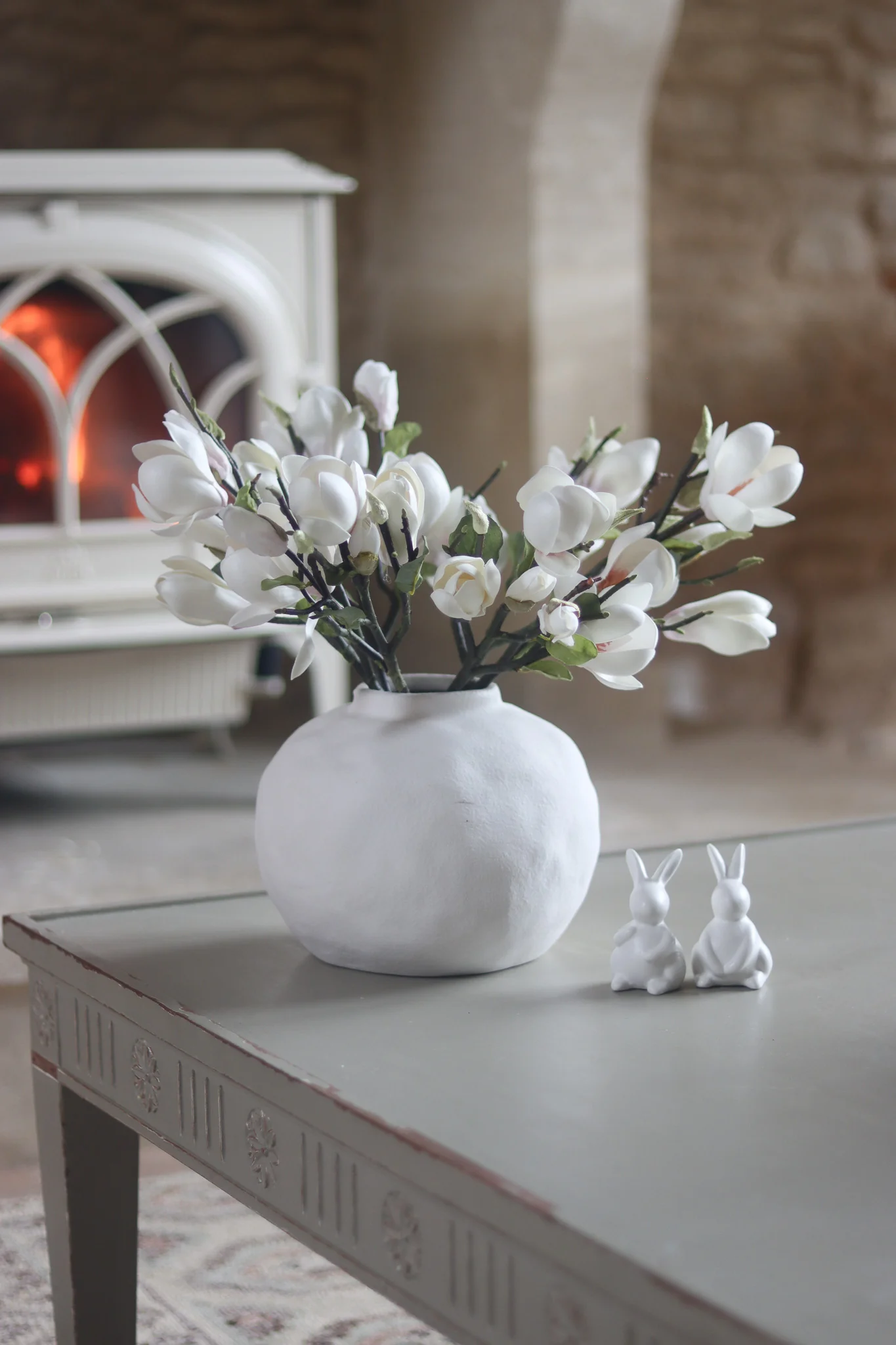 Faux Flowers - White Magnolia Stem - Image 4