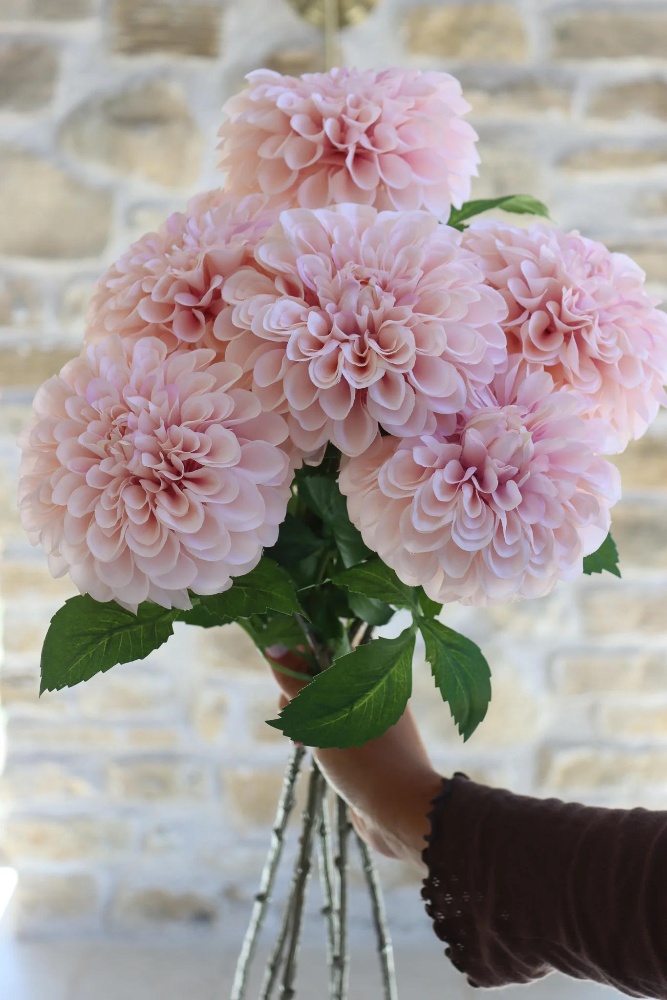 Faux Flowers - Pink Dahlia Stem