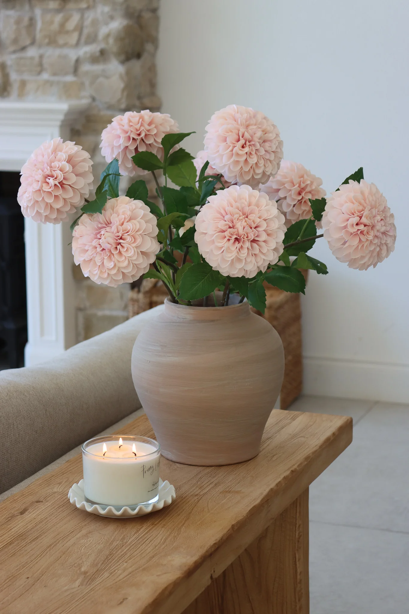 Faux Flowers - Pink Dahlia Stem - Image 2
