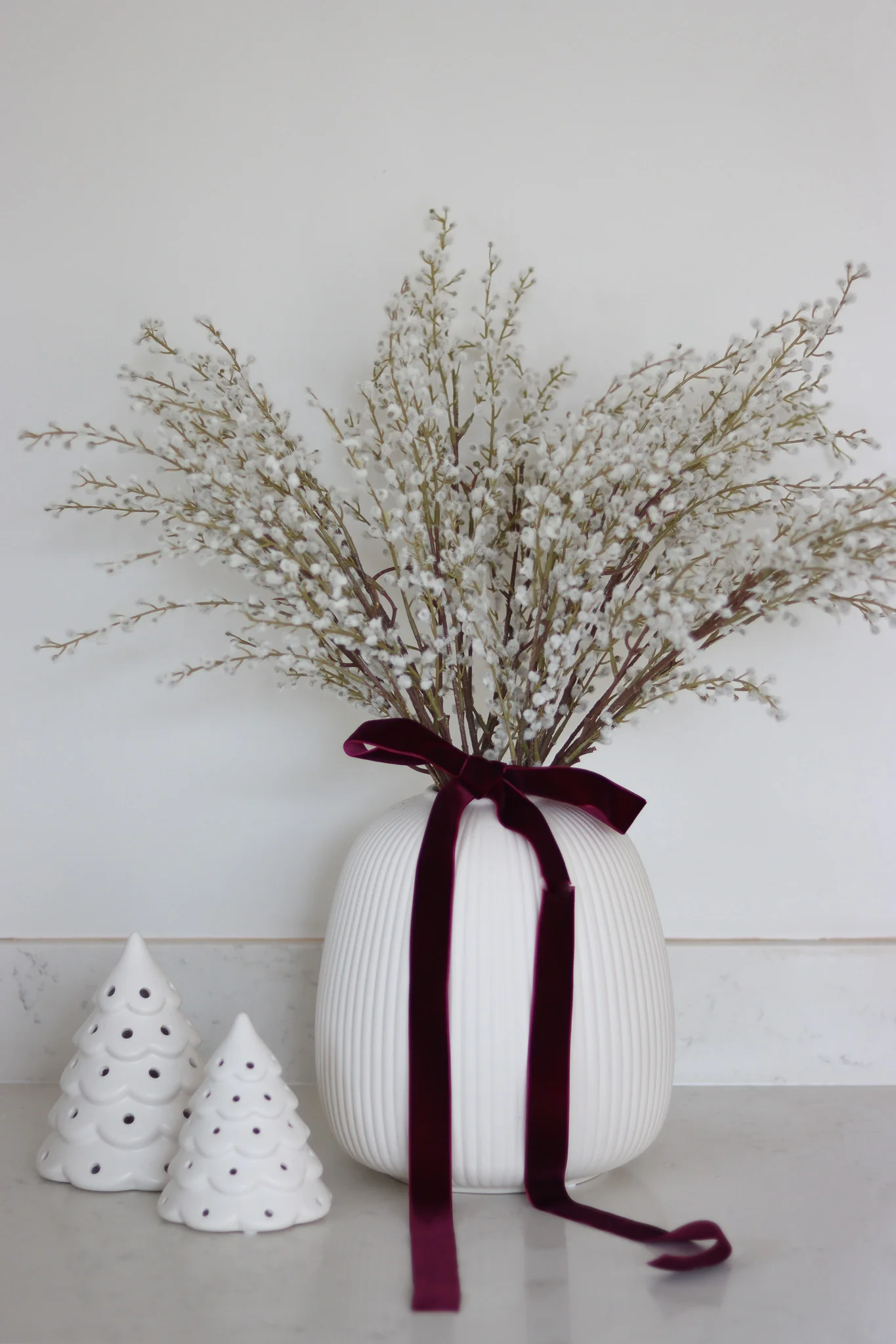 Faux Flowers - White Willow Spray - Image 3