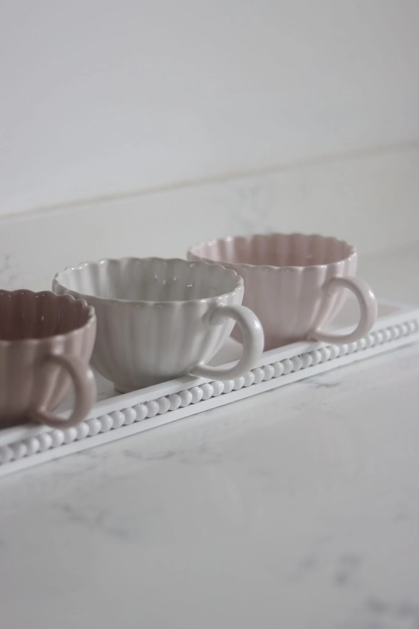 Flat Beaded Wooden Tray - White - Image 3