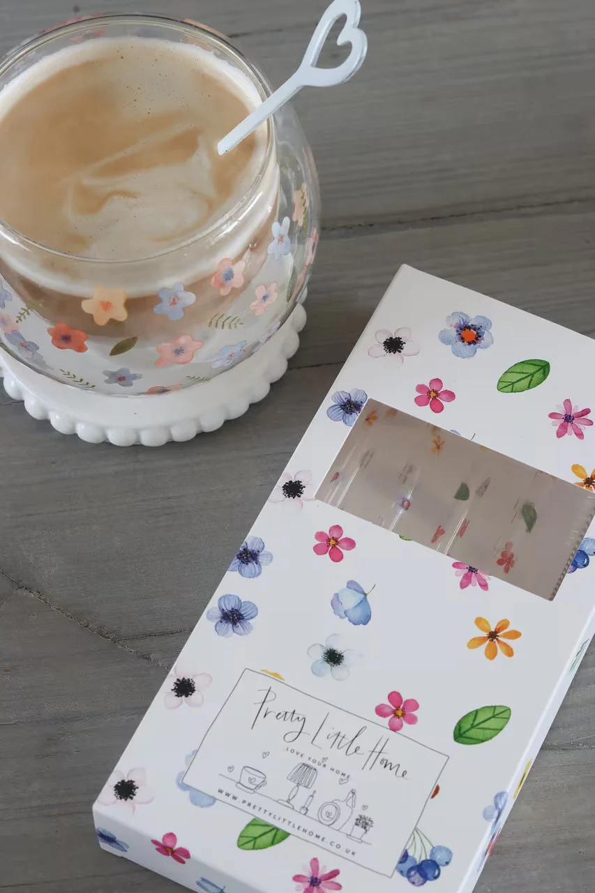 Set Of 4 Glass Straws - Floral - Image 3