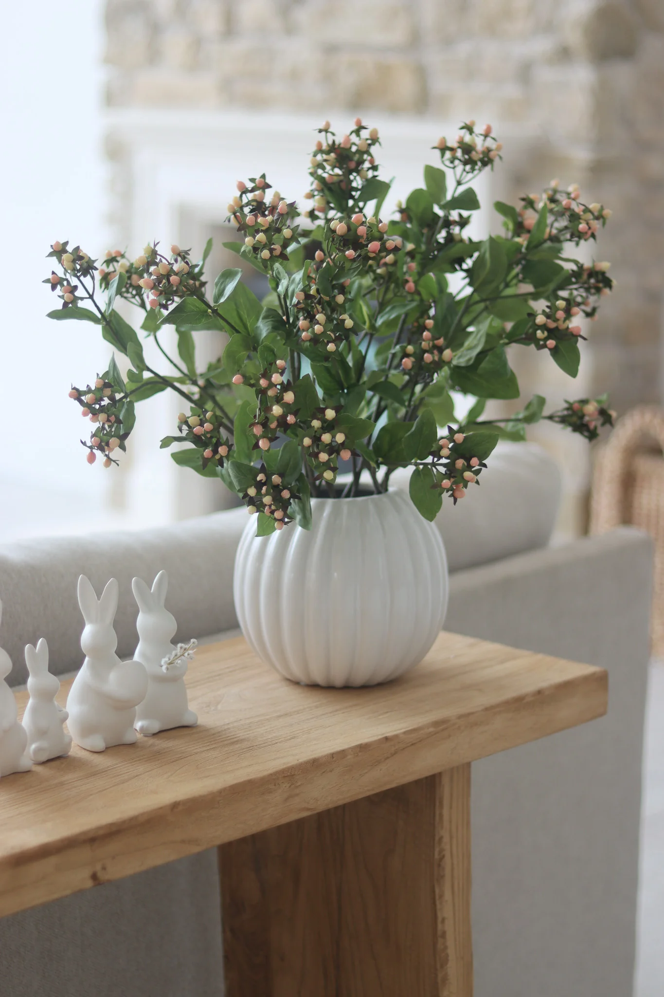 Fluted Round Ceramic Vase - Glazed - Image 2