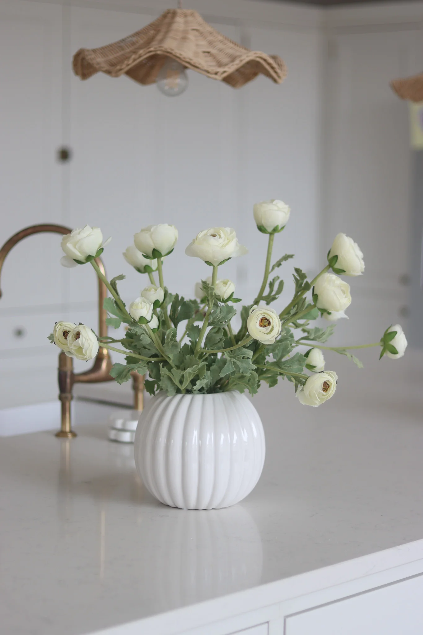 Fluted Round Ceramic Vase - Glazed - Image 3