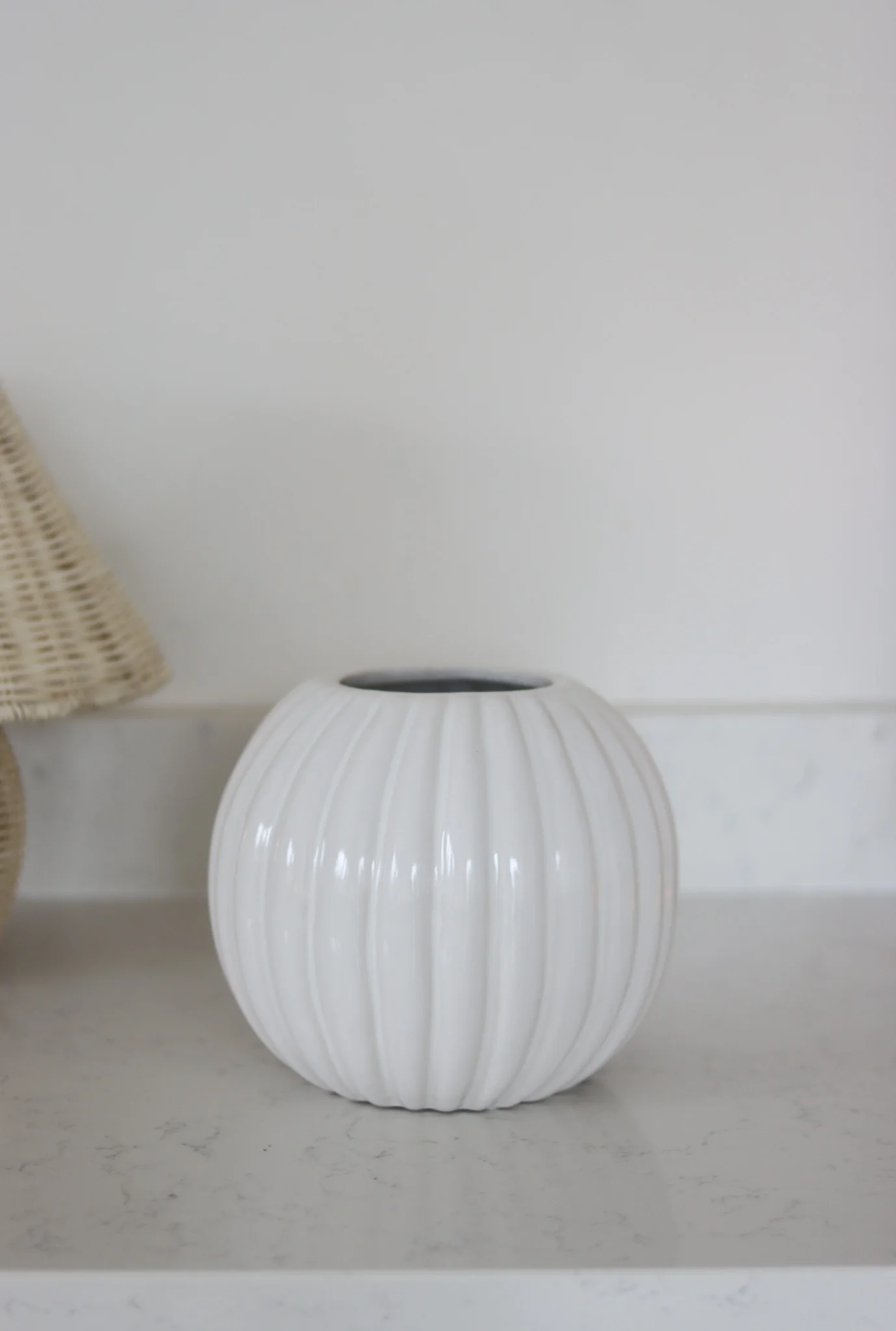 Fluted Round Ceramic Vase - Glazed - Image 5