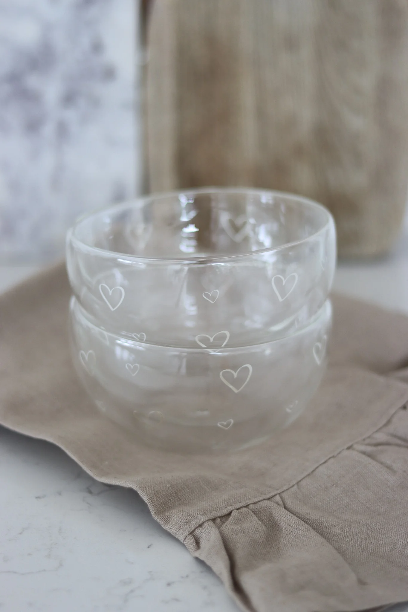 Glass Bowl – Open Hearts/White - Image 2