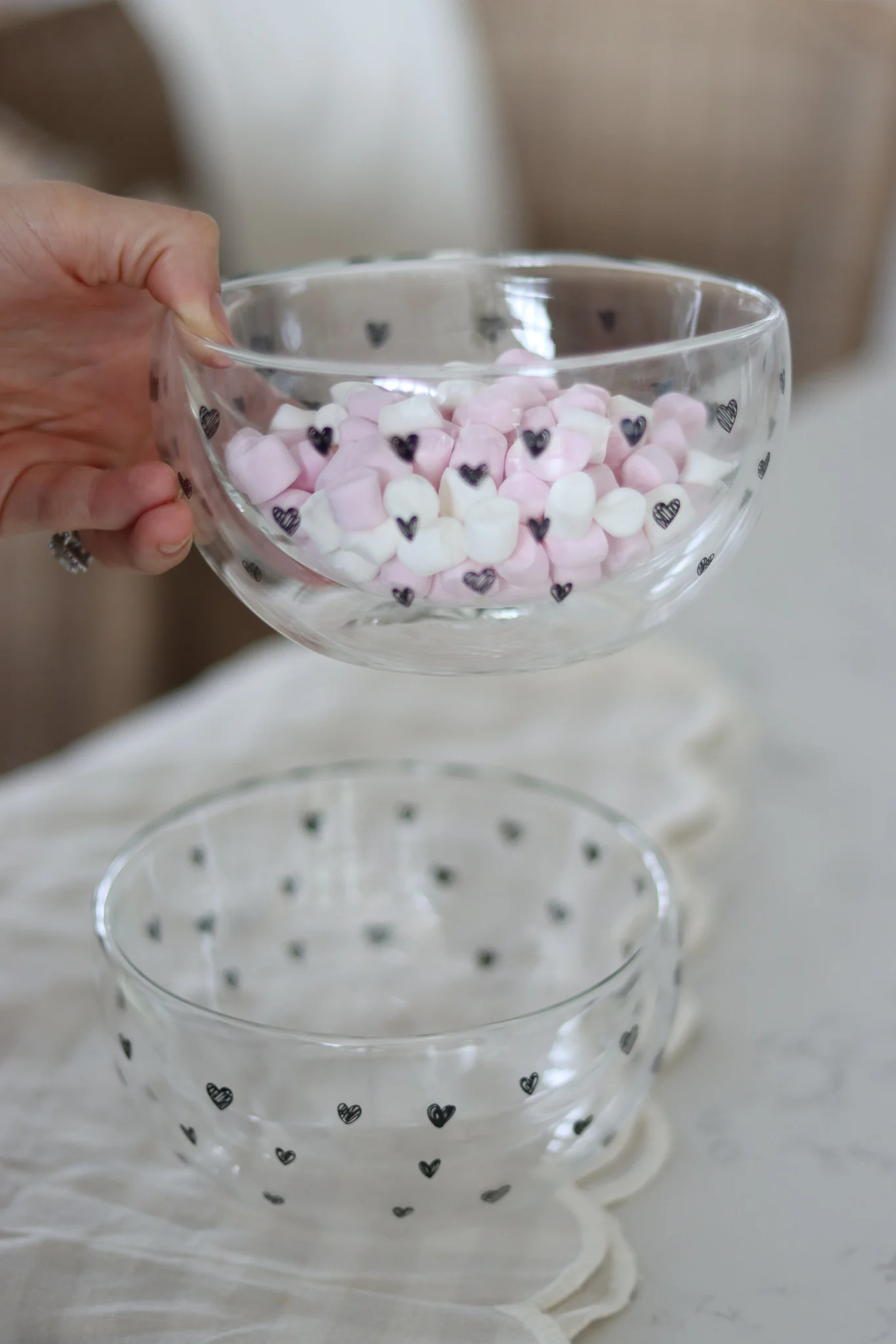 Glass Bowl Set ā 2 Piece ā Black/Multi Heart - Image 3