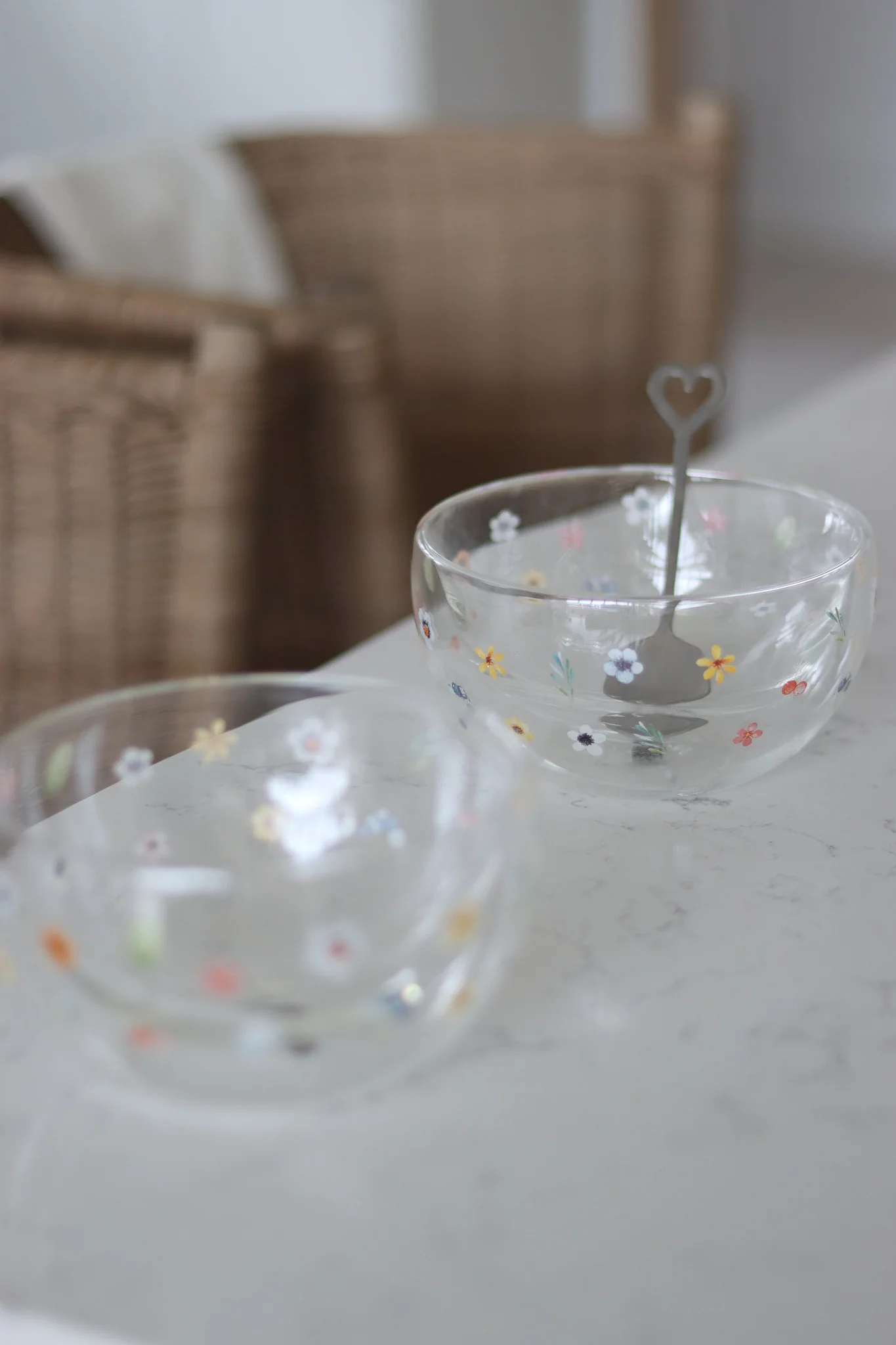 Glass Bowl Set ā 2 Piece ā Colourful Flowers - Image 2