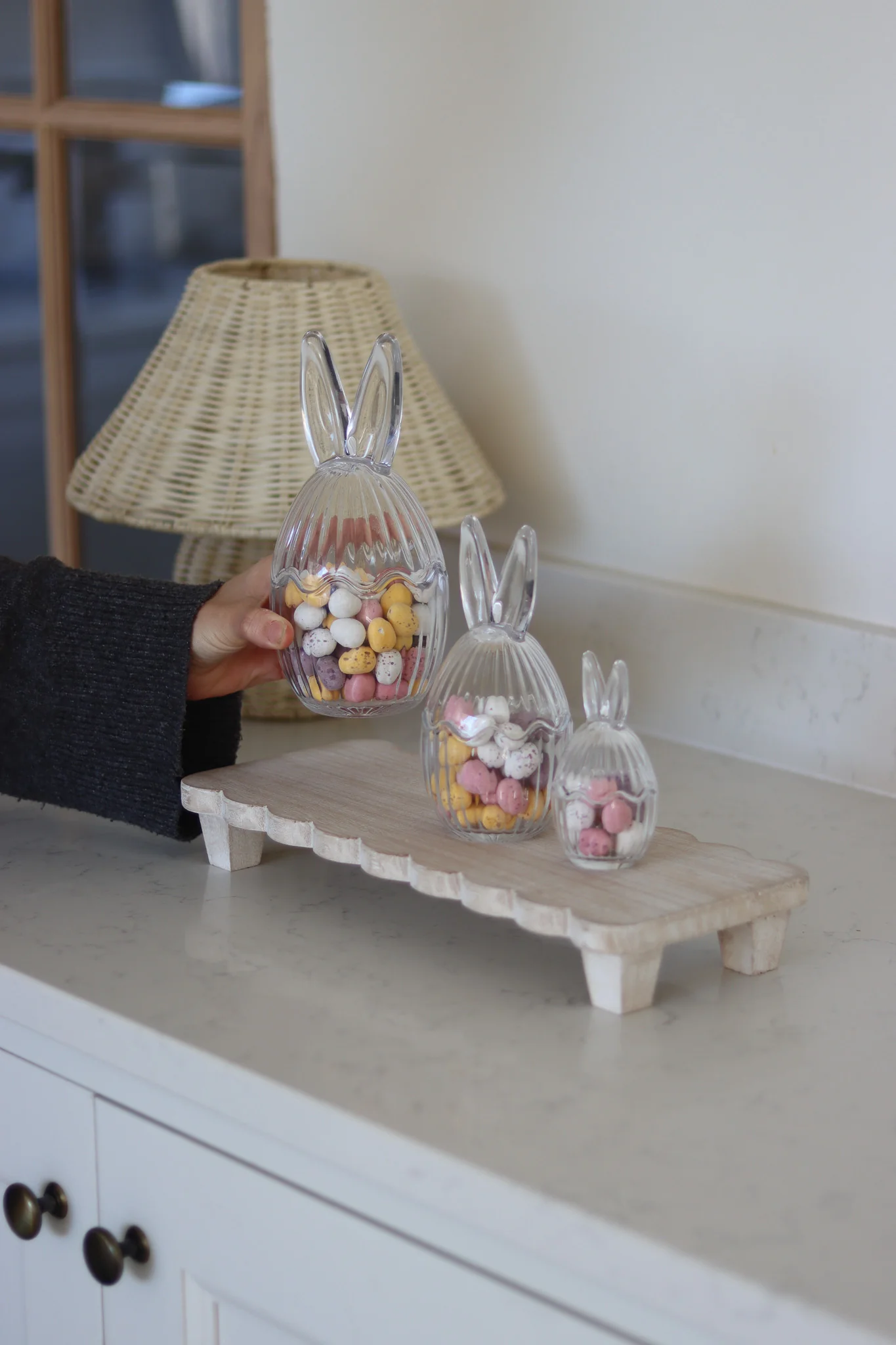 Glass Bunny Jar Set - Fluted