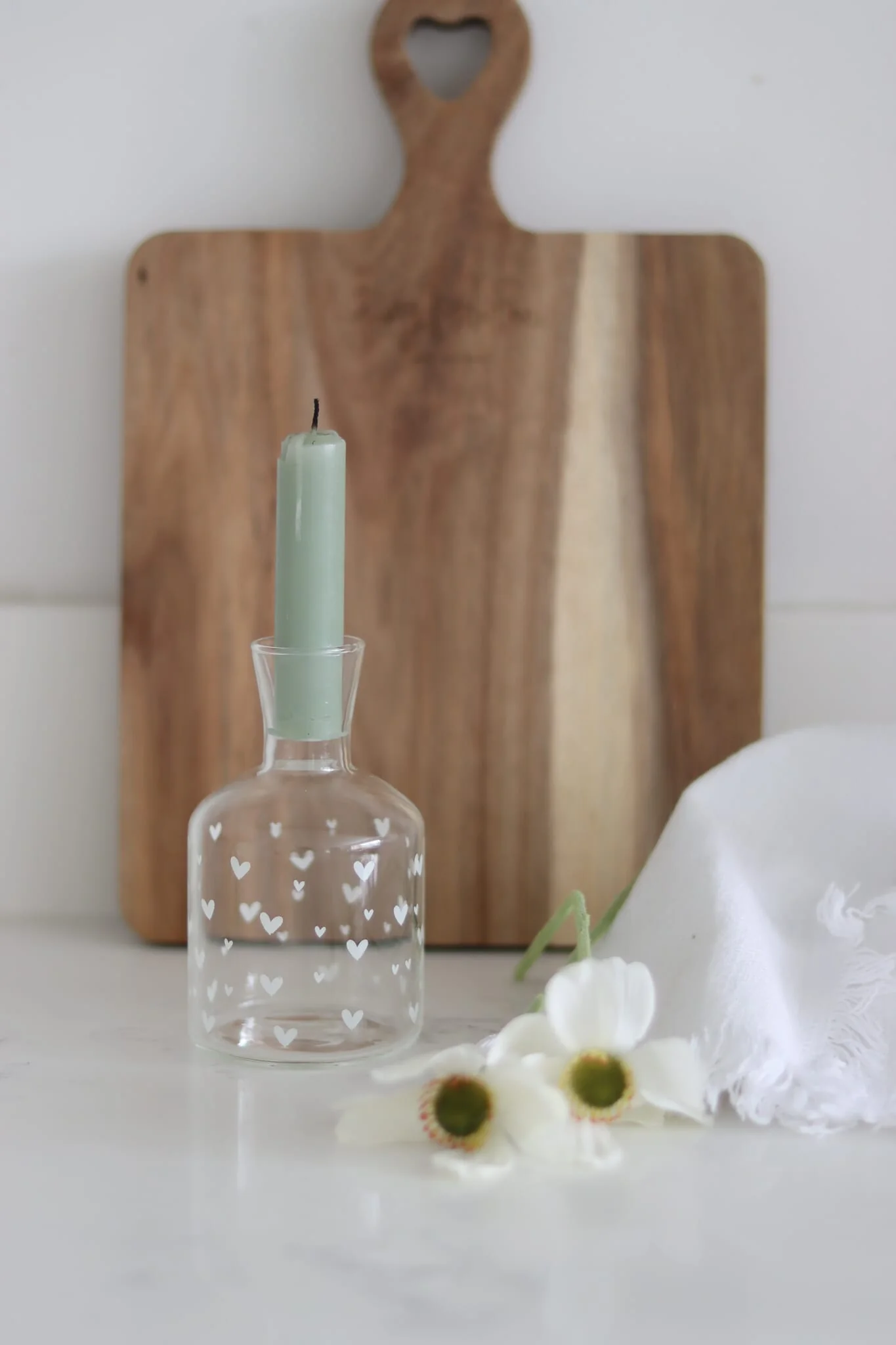 Glass Candle Holder - Small Multi-hearts White - Image 3