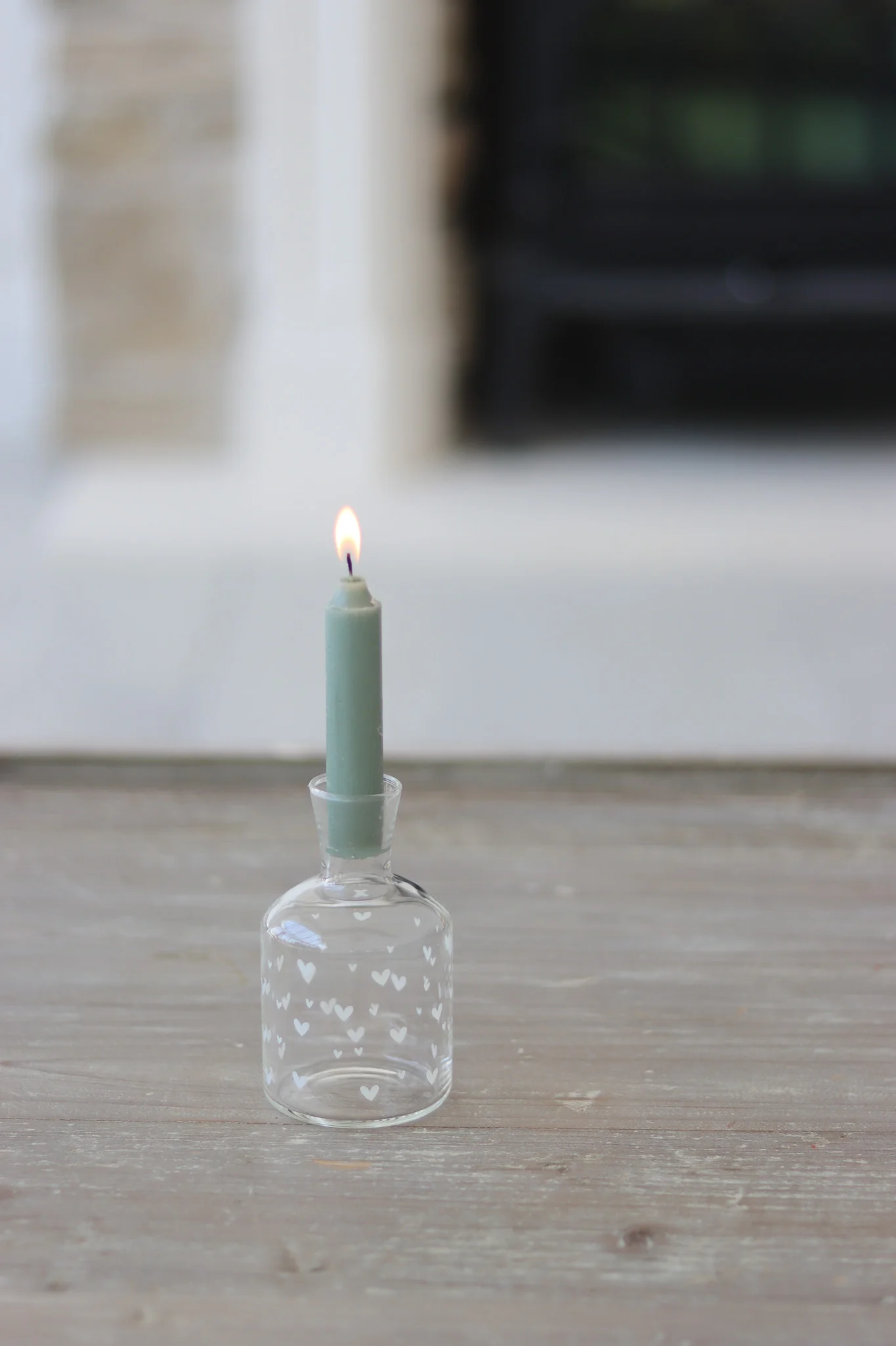 Glass Candle Holder - Small Multi-hearts White - Image 5