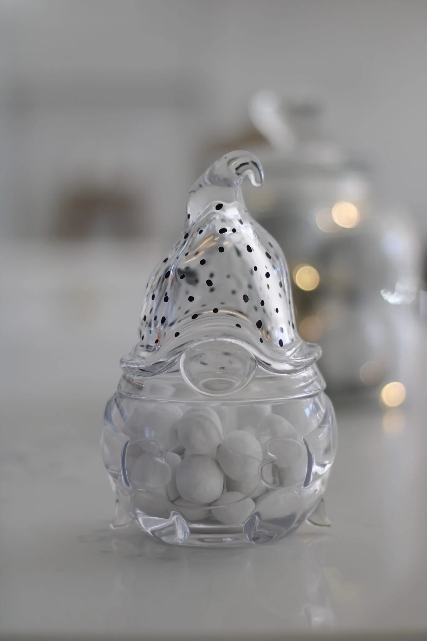 Glass Gonk Jar - Black Polka Dots - Image 4