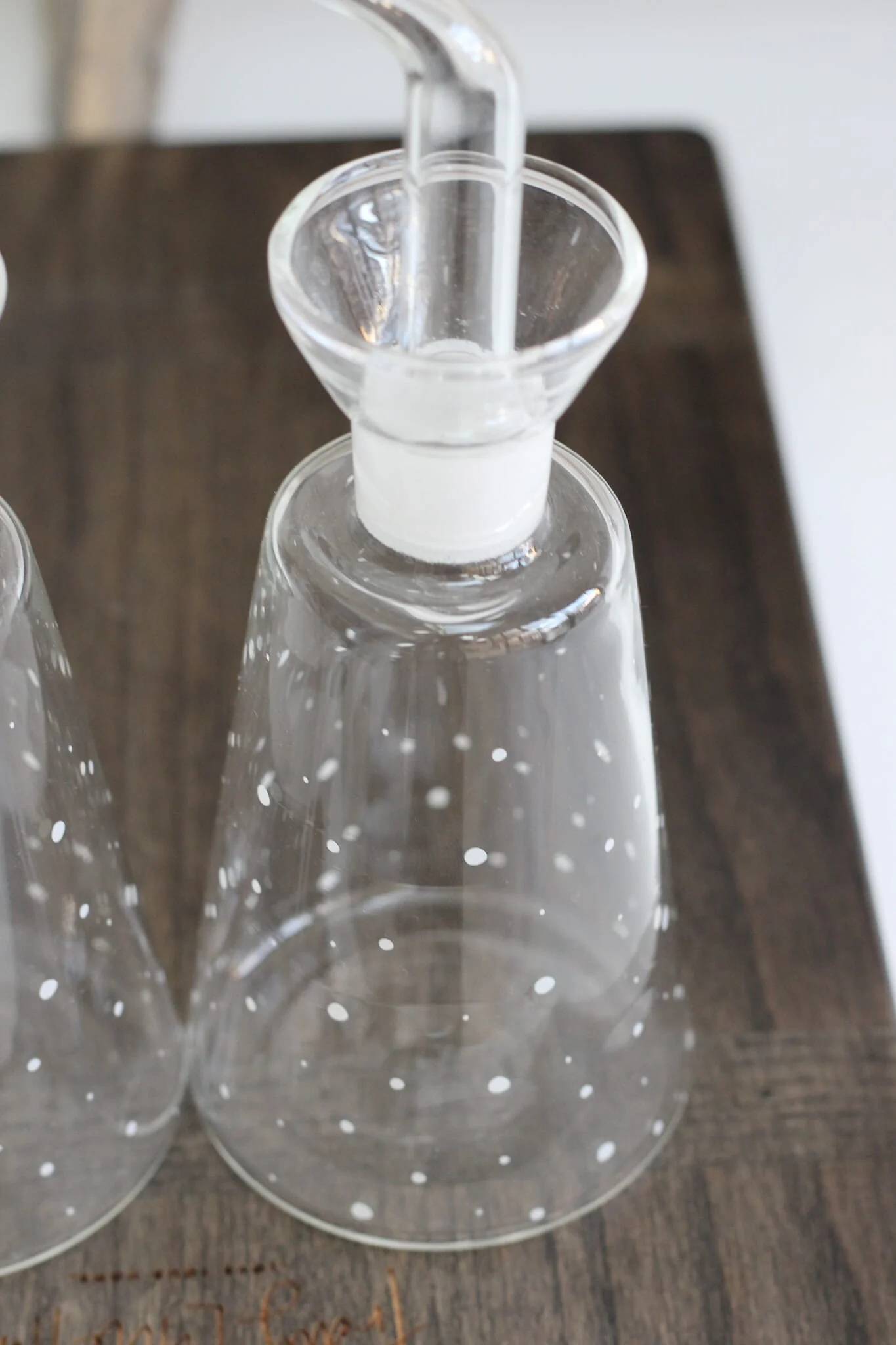 Glass Oil & Vinegar Bottles - White Polka Dots/Small - Image 2