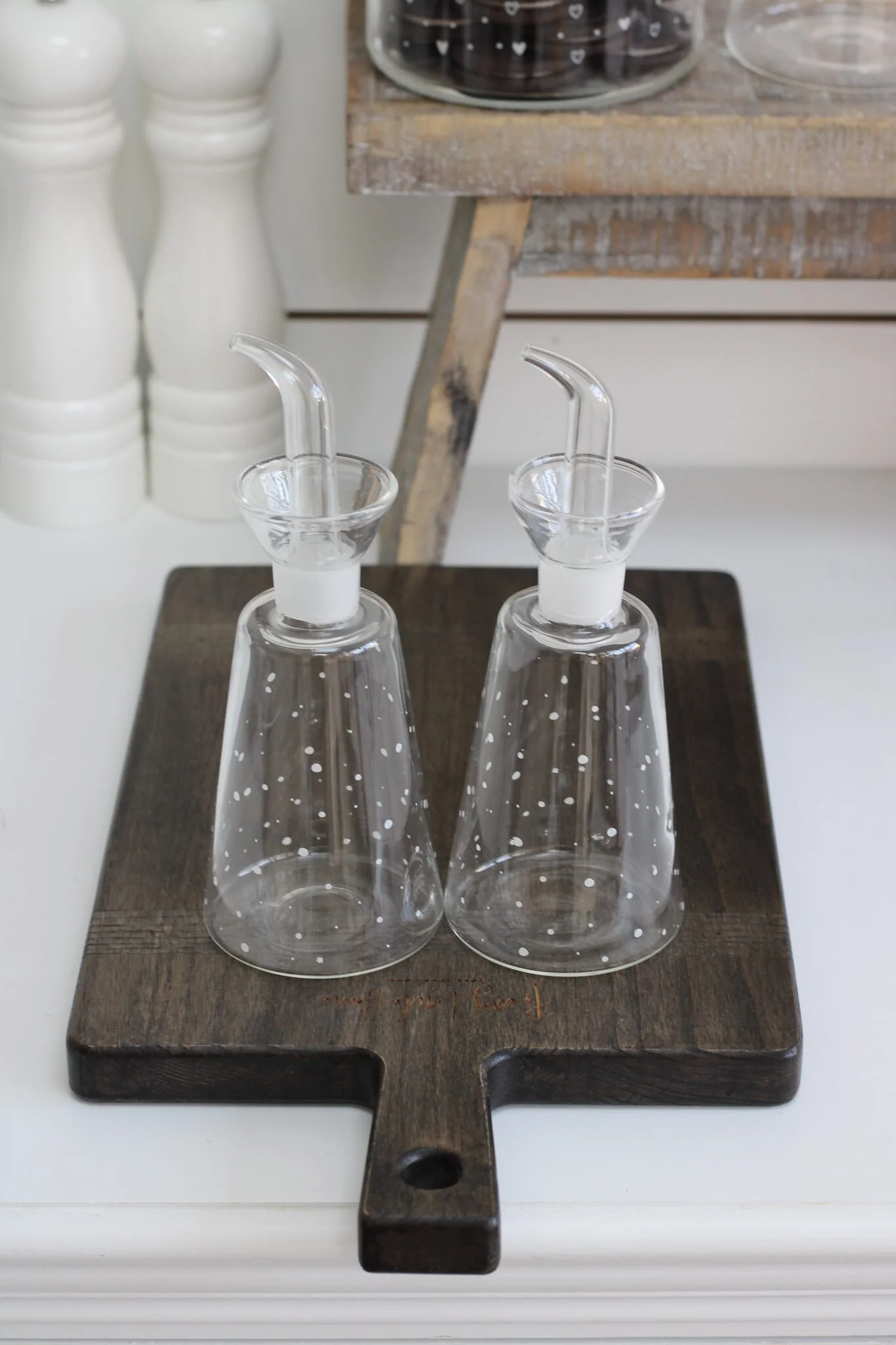 Glass Oil & Vinegar Bottles - White Polka Dots/Small - Image 3