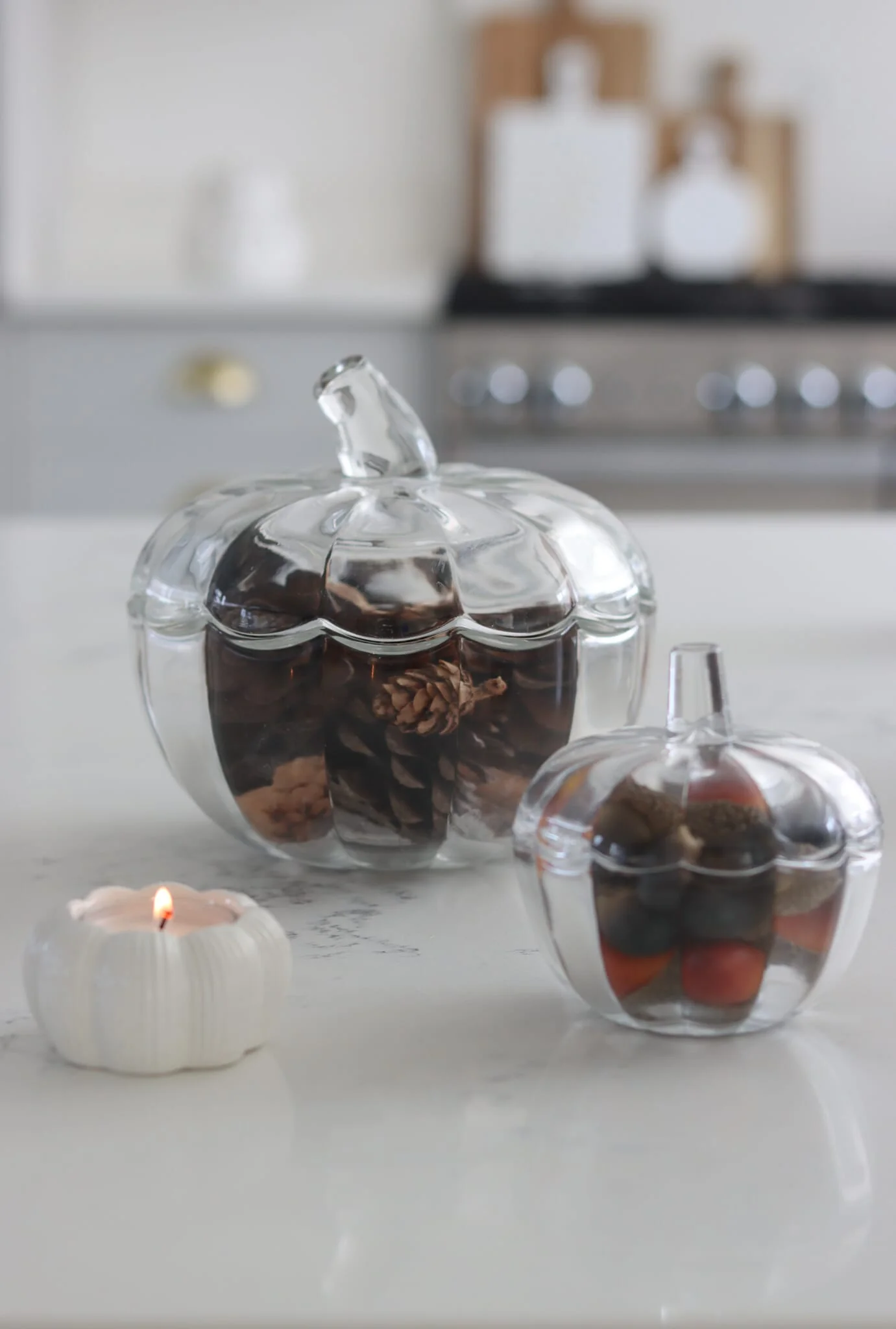 Set of 2 Glass Pumpkin Jars