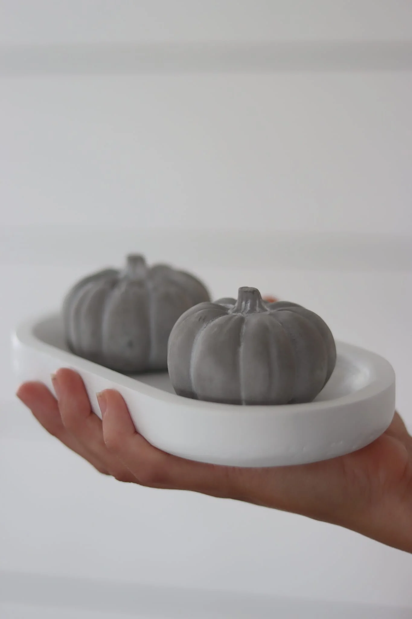 Grey Stone Resin Pumpkins - Small 2Pc Set - Image 3