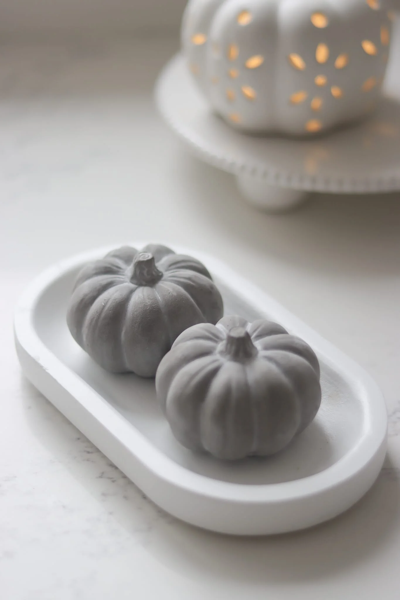 Grey Stone Resin Pumpkins - Small 2Pc Set - Image 4