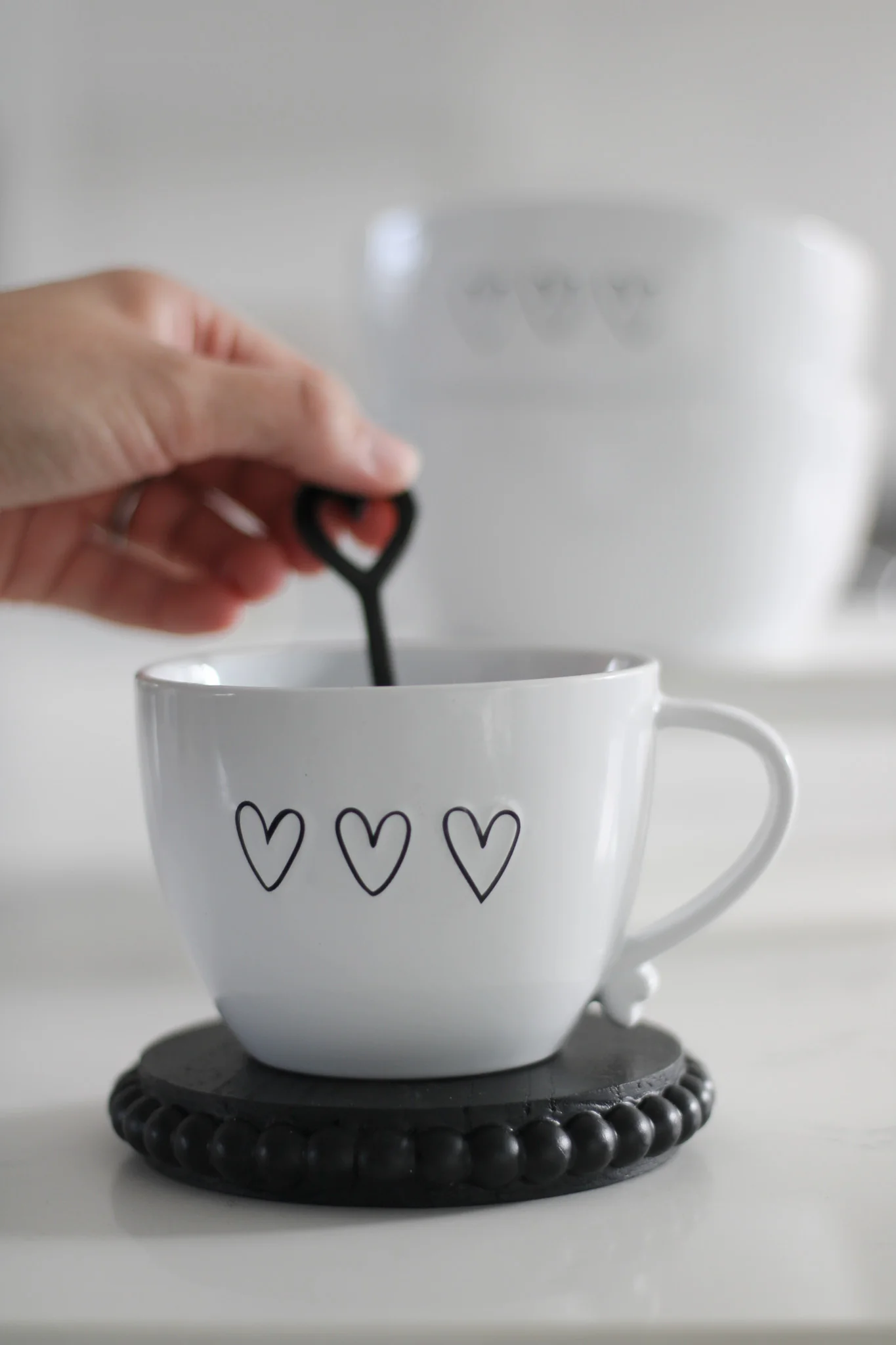 Heart Handled Ceramic Mug - 3 Black Hearts