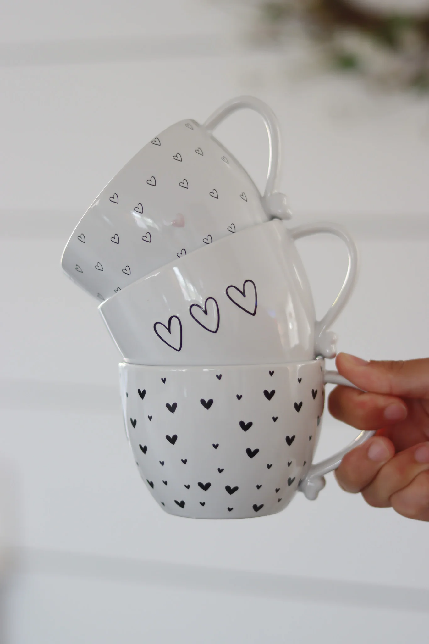 Heart Handled Ceramic Mug - 3 Black Hearts - Image 2