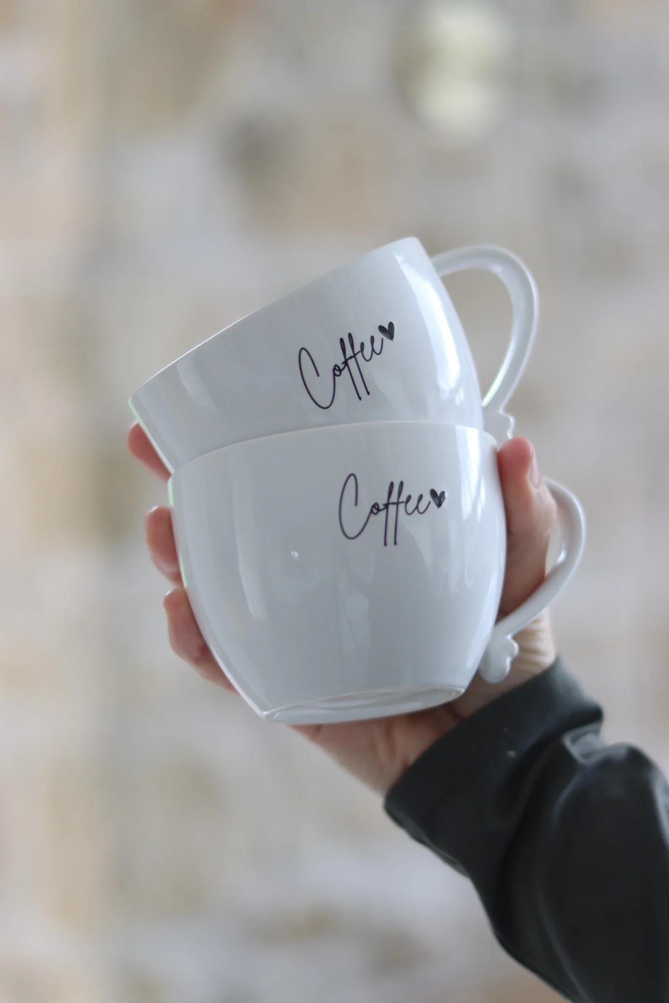 Heart Handled Ceramic Mug Set ā 4 Piece ā Coffee Mugs - Image 4