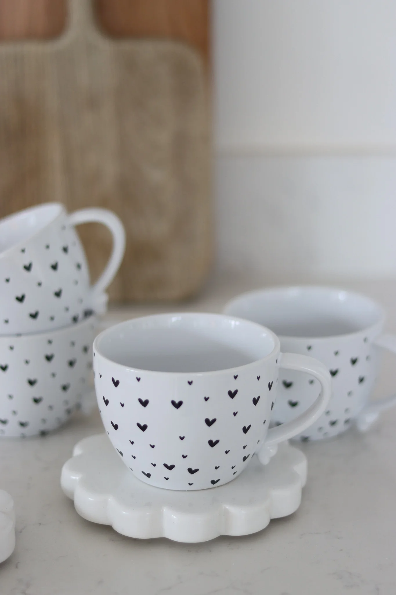 Heart Handled Ceramic Mug Set – 4 Piece – Multi Hearts - Image 2