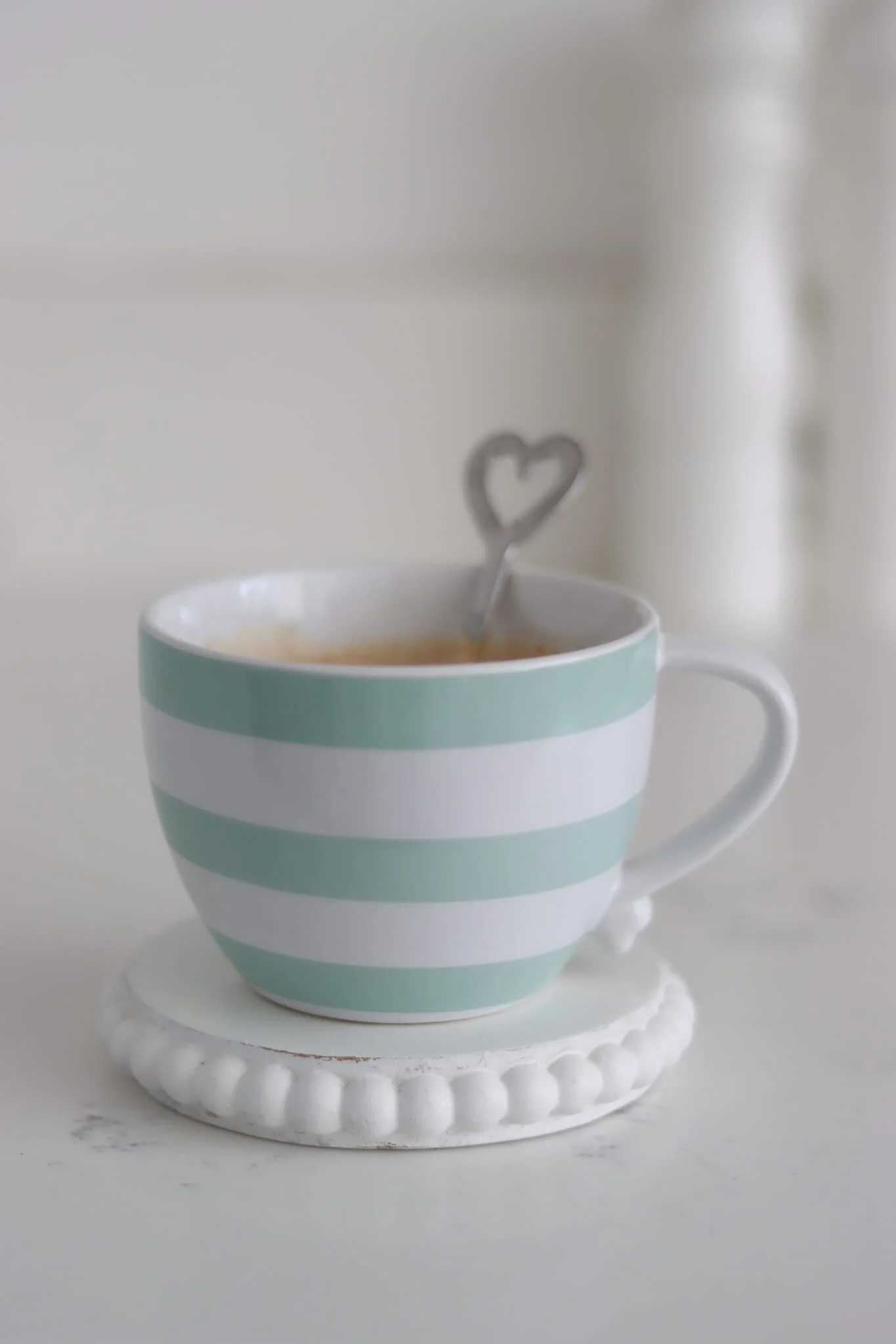 Heart Handled Ceramic Mugs - Green Stripes - Image 2