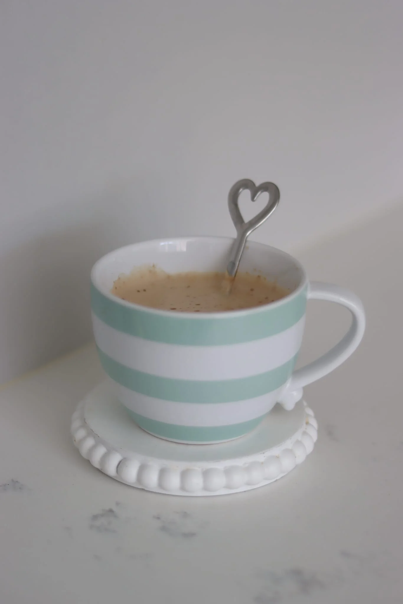 Heart Handled Ceramic Mugs - Green Stripes - Image 3