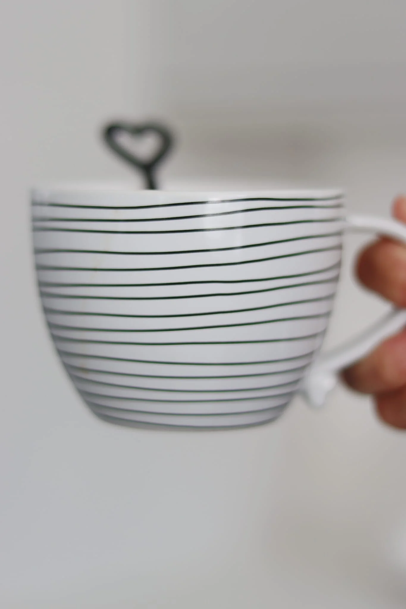 Heart Handled Ceramic Mug - Horizontal Stripes - Image 3