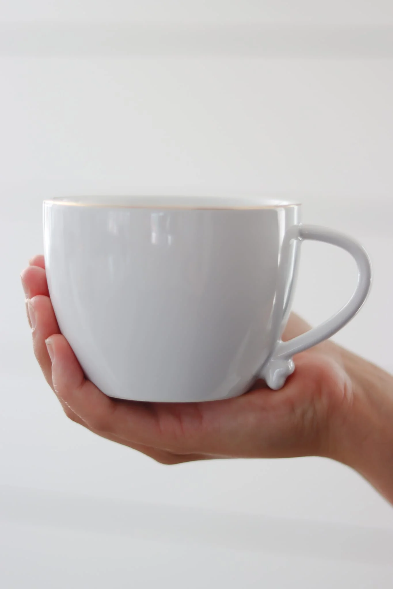 Heart Handled Ceramic Mug - White Gold Rim
