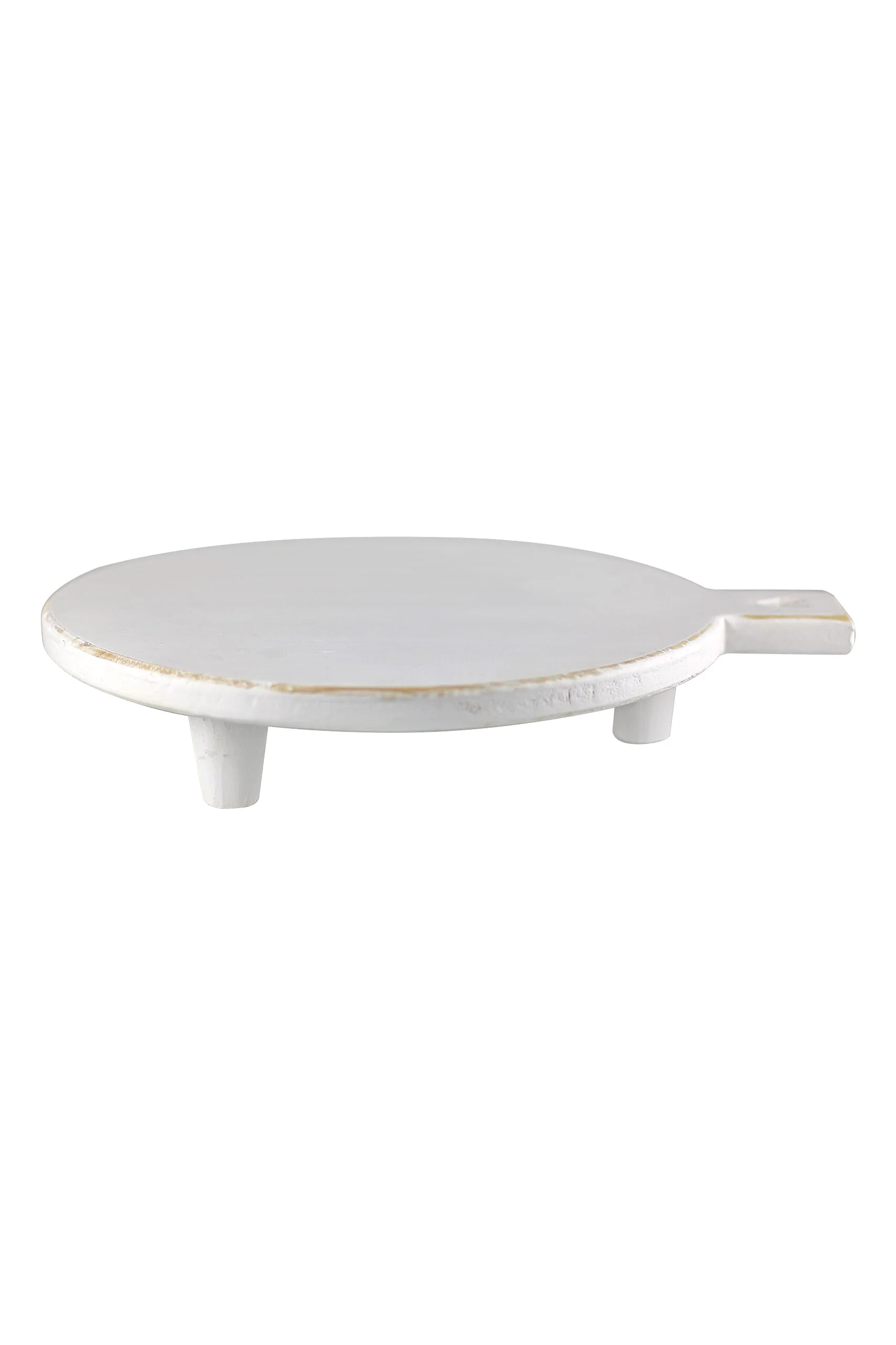 Heart Handled Round Tray - Whitewash - Image 2